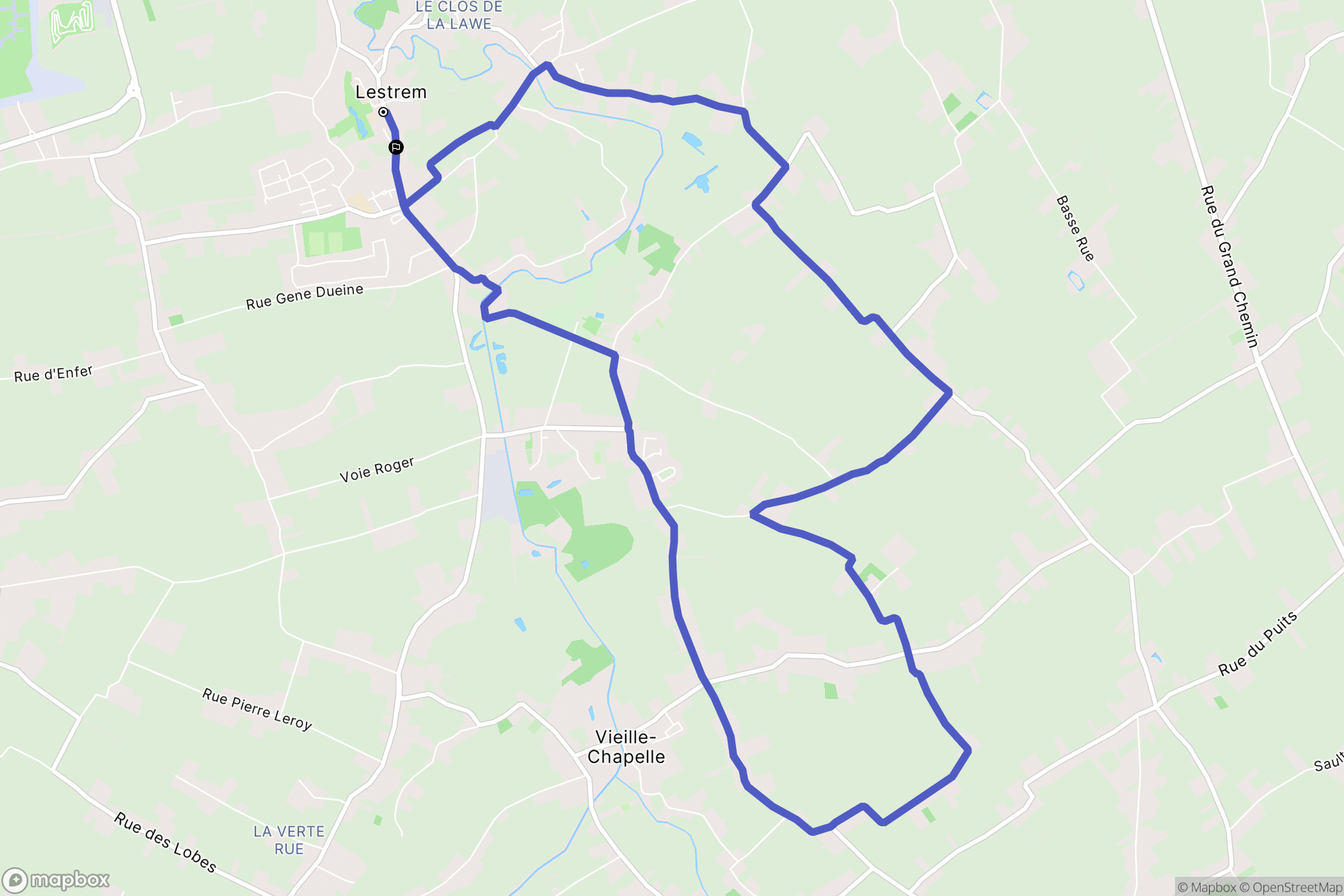 Lestrem : carte du parcours de randonnée - France