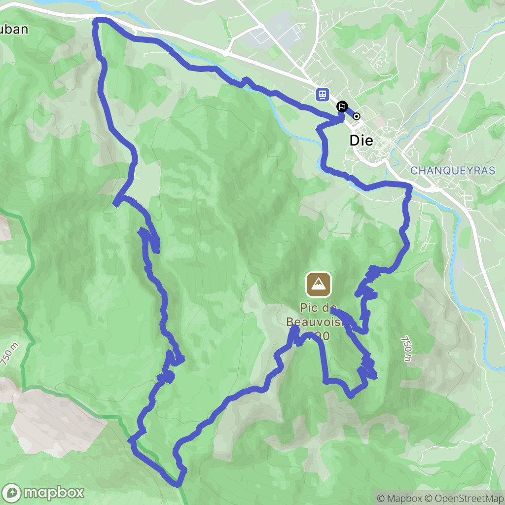 Die : carte du parcours de randonnée - France