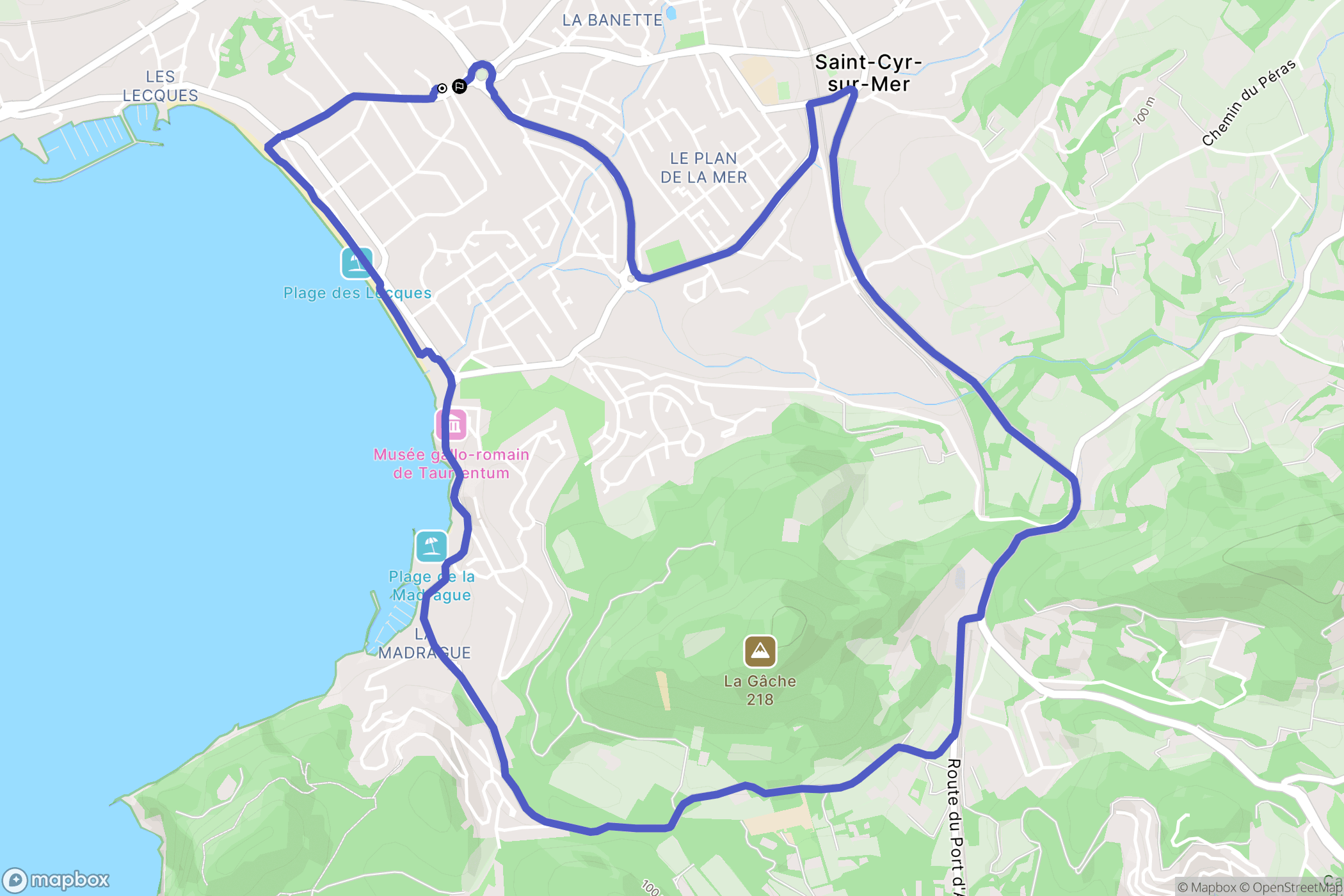 Saint-Cyr-sur-Mer : carte du parcours de randonnée - France