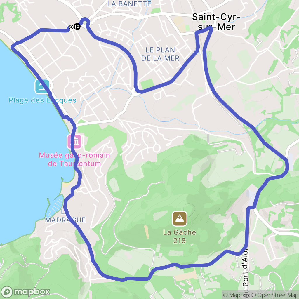 Saint-Cyr-sur-Mer : carte du parcours de randonnée - France