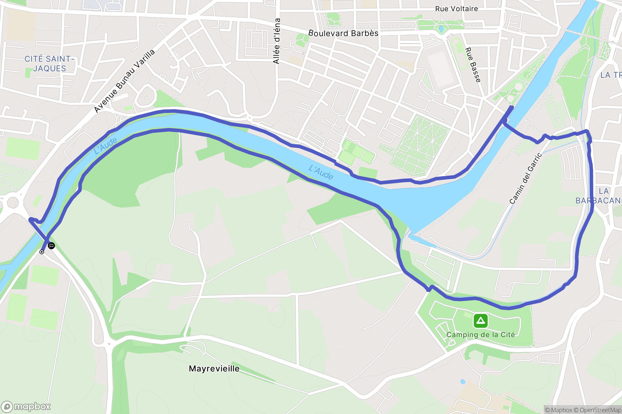 Carcassonne : carte du parcours de randonnée - France
