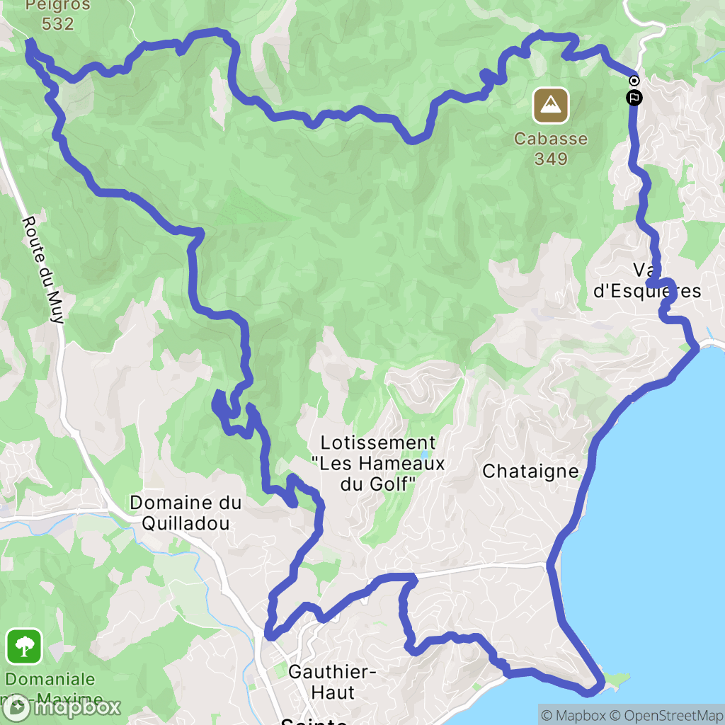 Roquebrune-sur-Argens : carte du parcours de randonnée - France