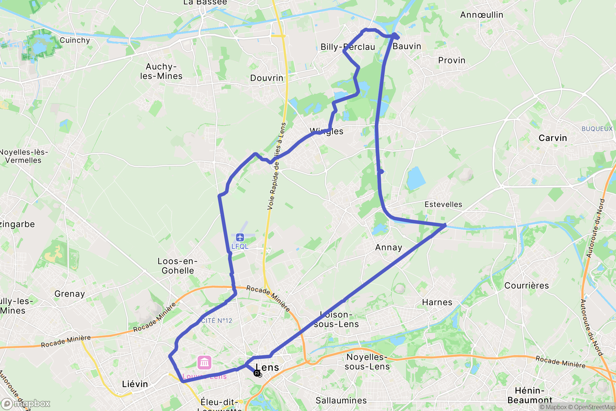 Lens : carte du parcours de randonnée - France