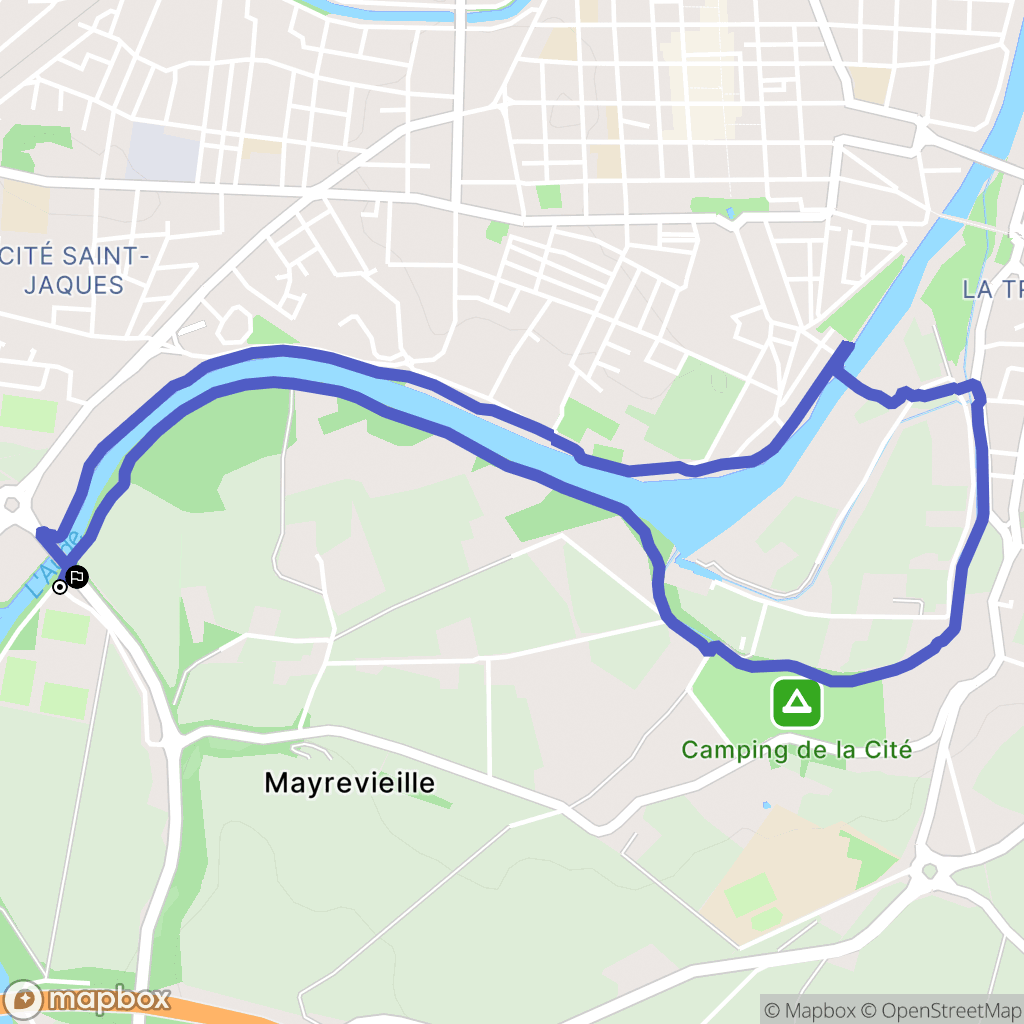 Carcassonne : carte du parcours de randonnée - France