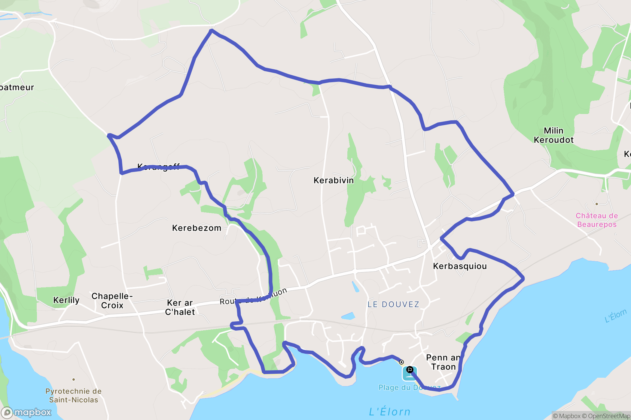 Guipavas : carte du parcours de randonnée - France