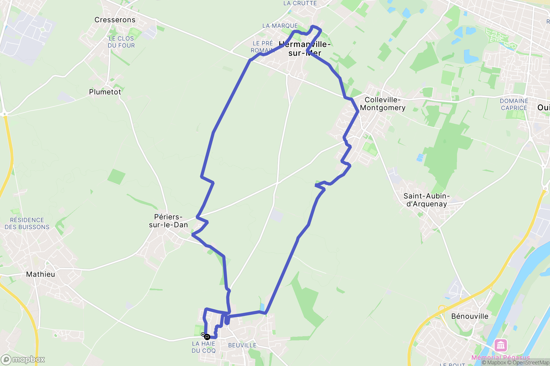 Biéville-Beuville : carte du parcours de randonnée - France