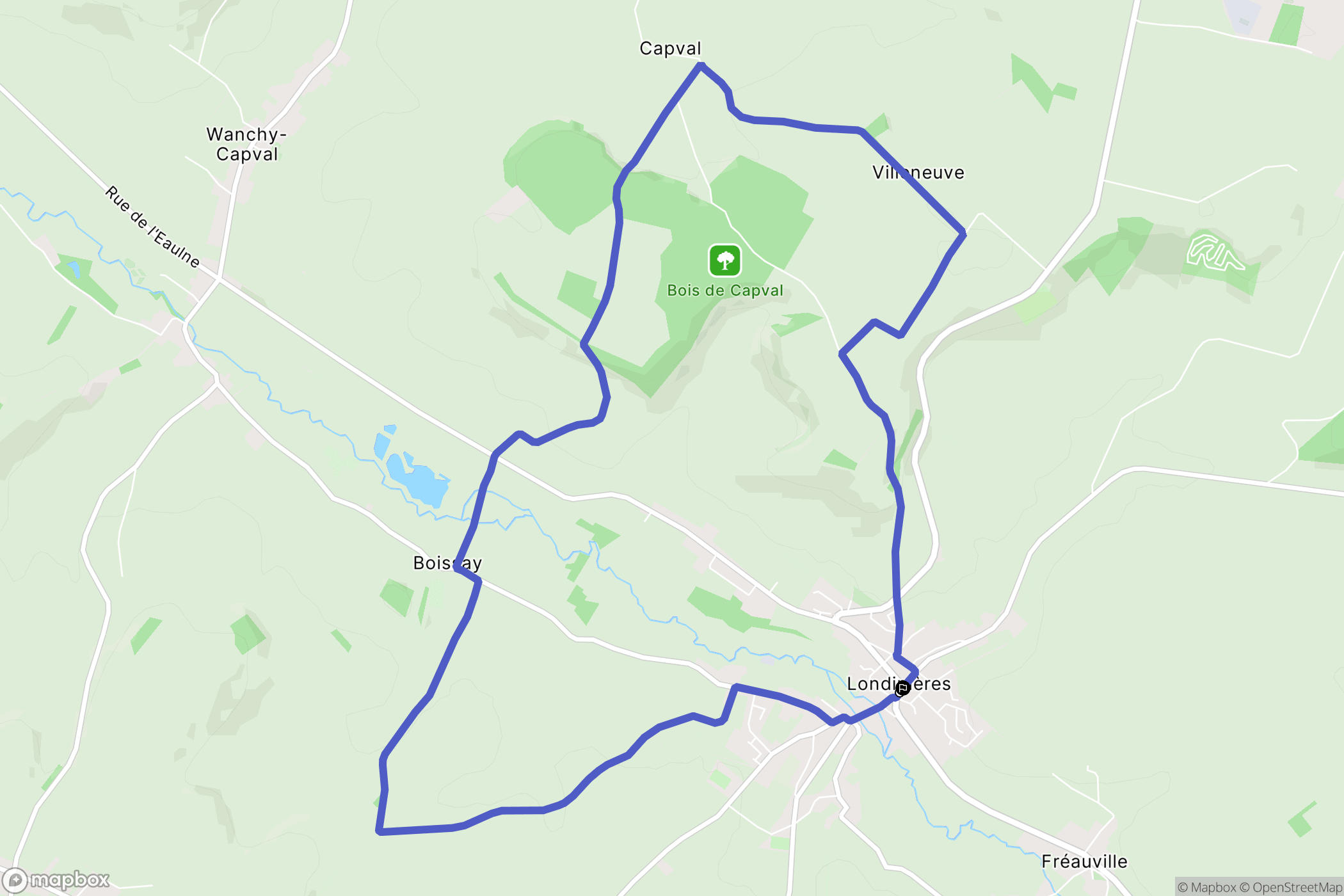 Londinières : carte du parcours de randonnée - France
