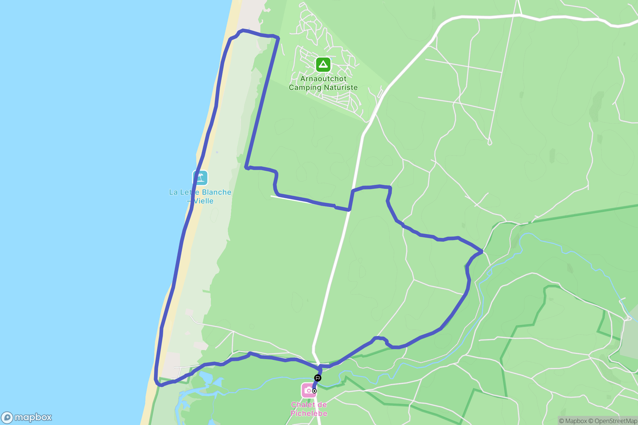 Moliets-et-Maa : carte du parcours de randonnée - France