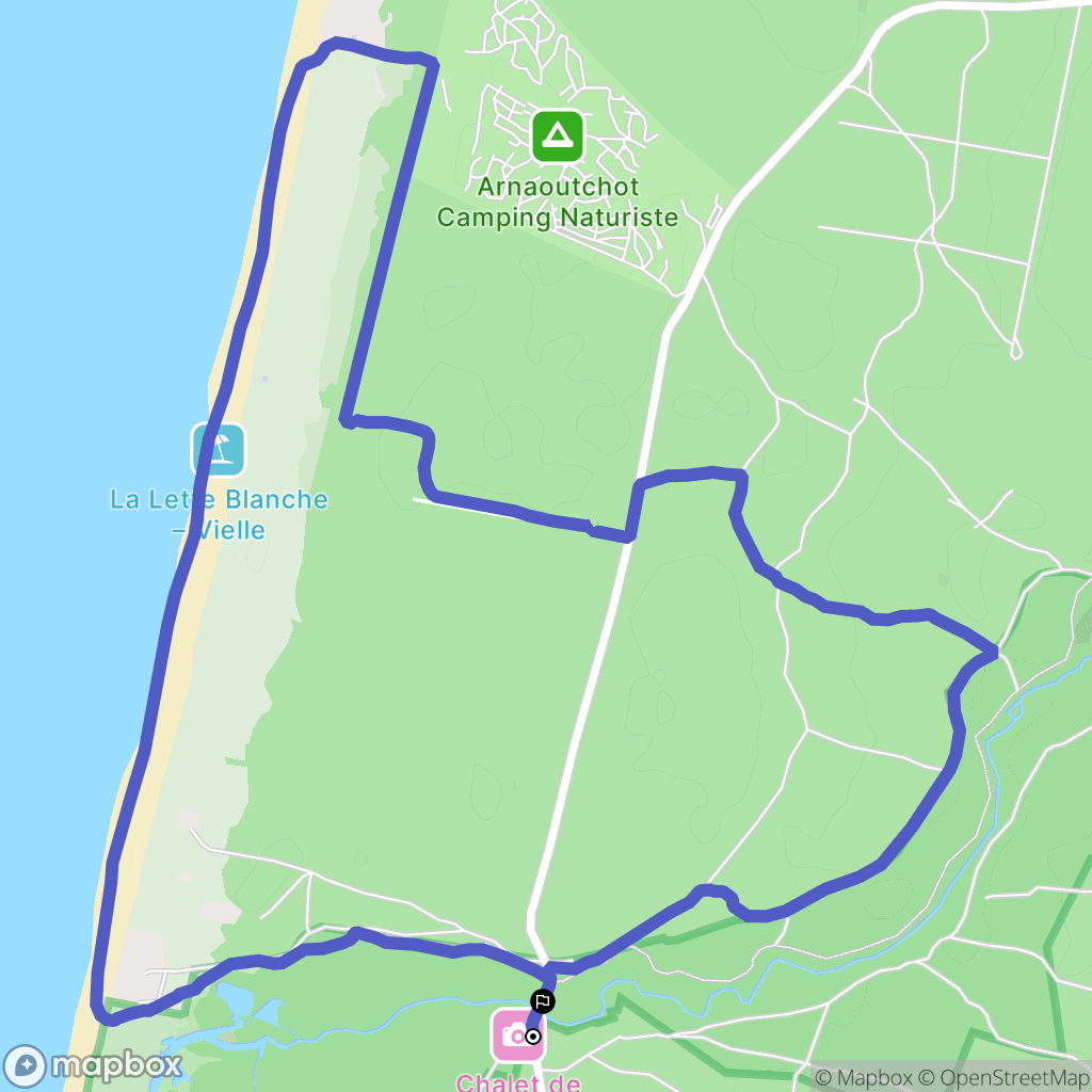Moliets-et-Maa : carte du parcours de randonnée - France