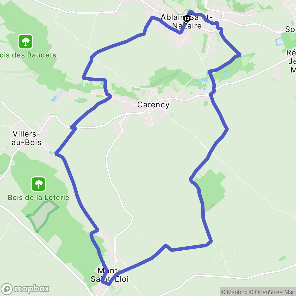 Ablain-Saint-Nazaire : carte du parcours de randonnée - France