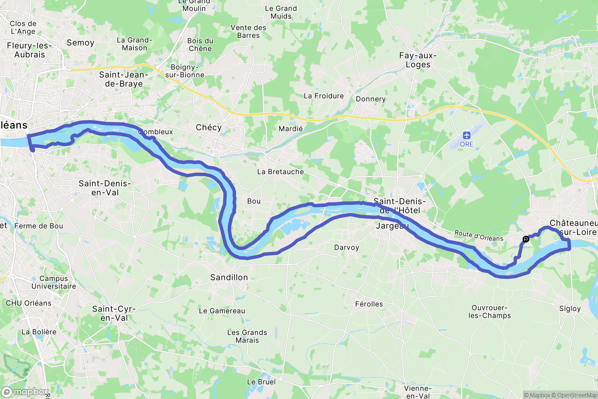 Châteauneuf-sur-Loire : carte du parcours de randonnée - France