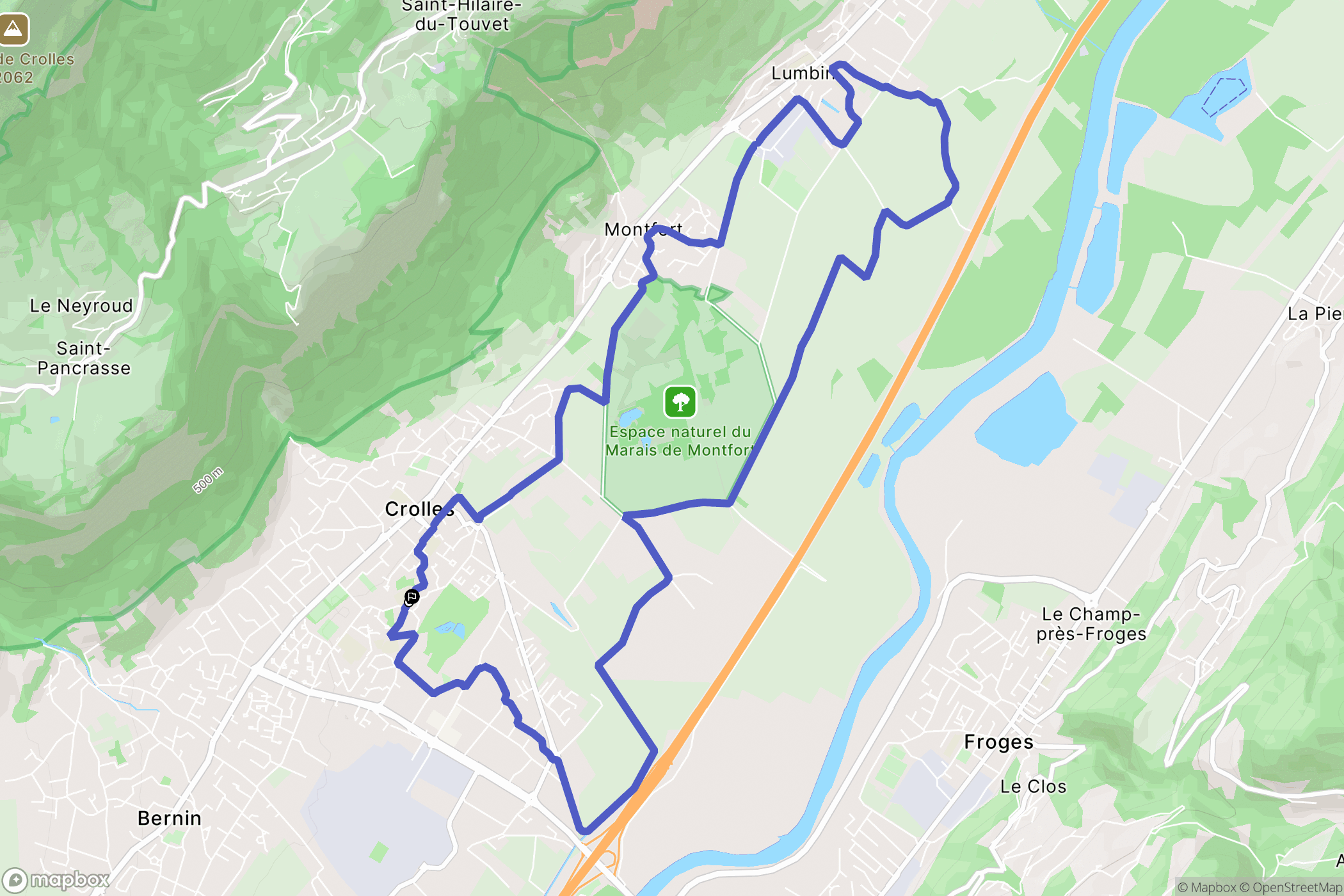 Crolles : carte du parcours de randonnée - France