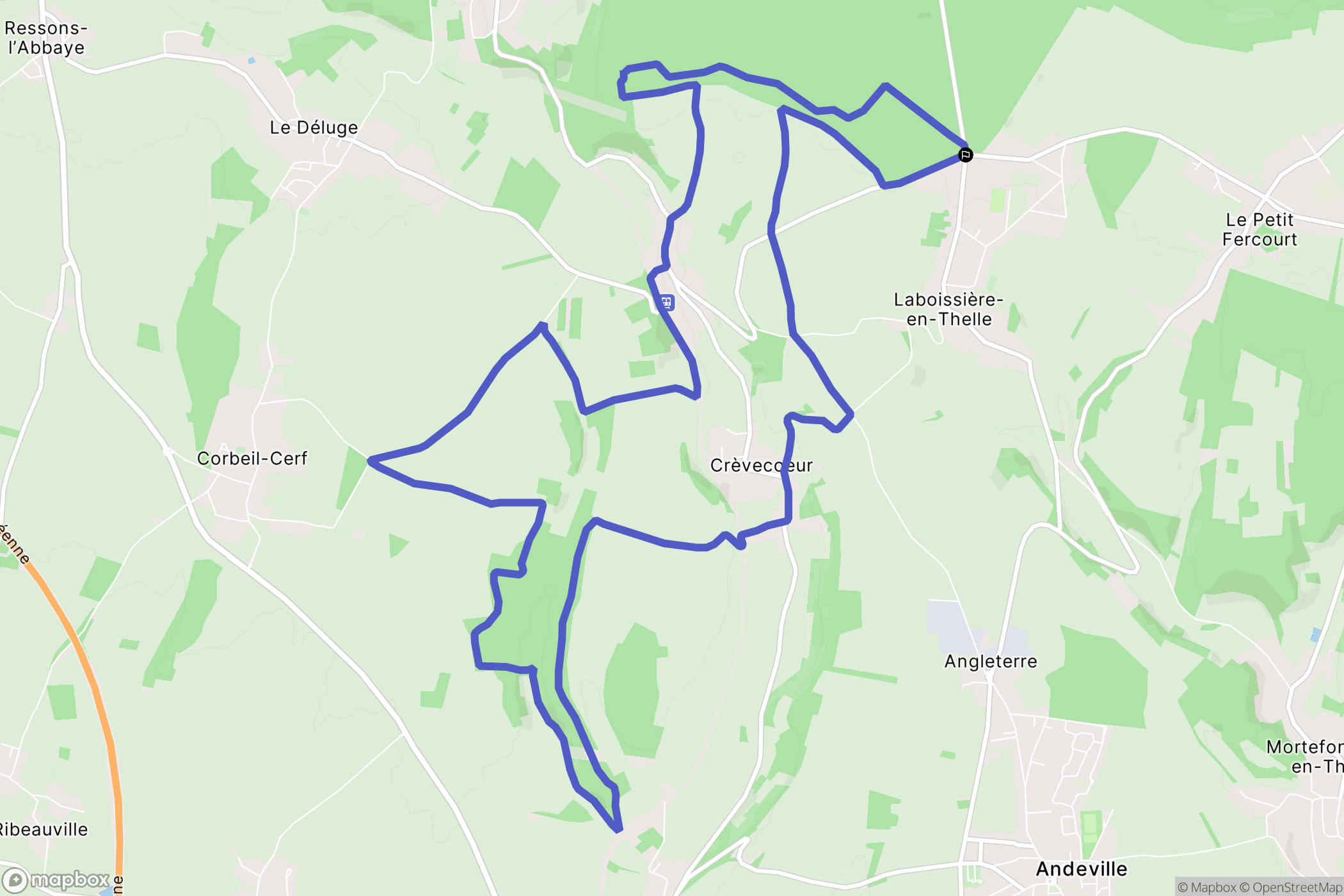 Silly-Tillard : carte du parcours de randonnée - France