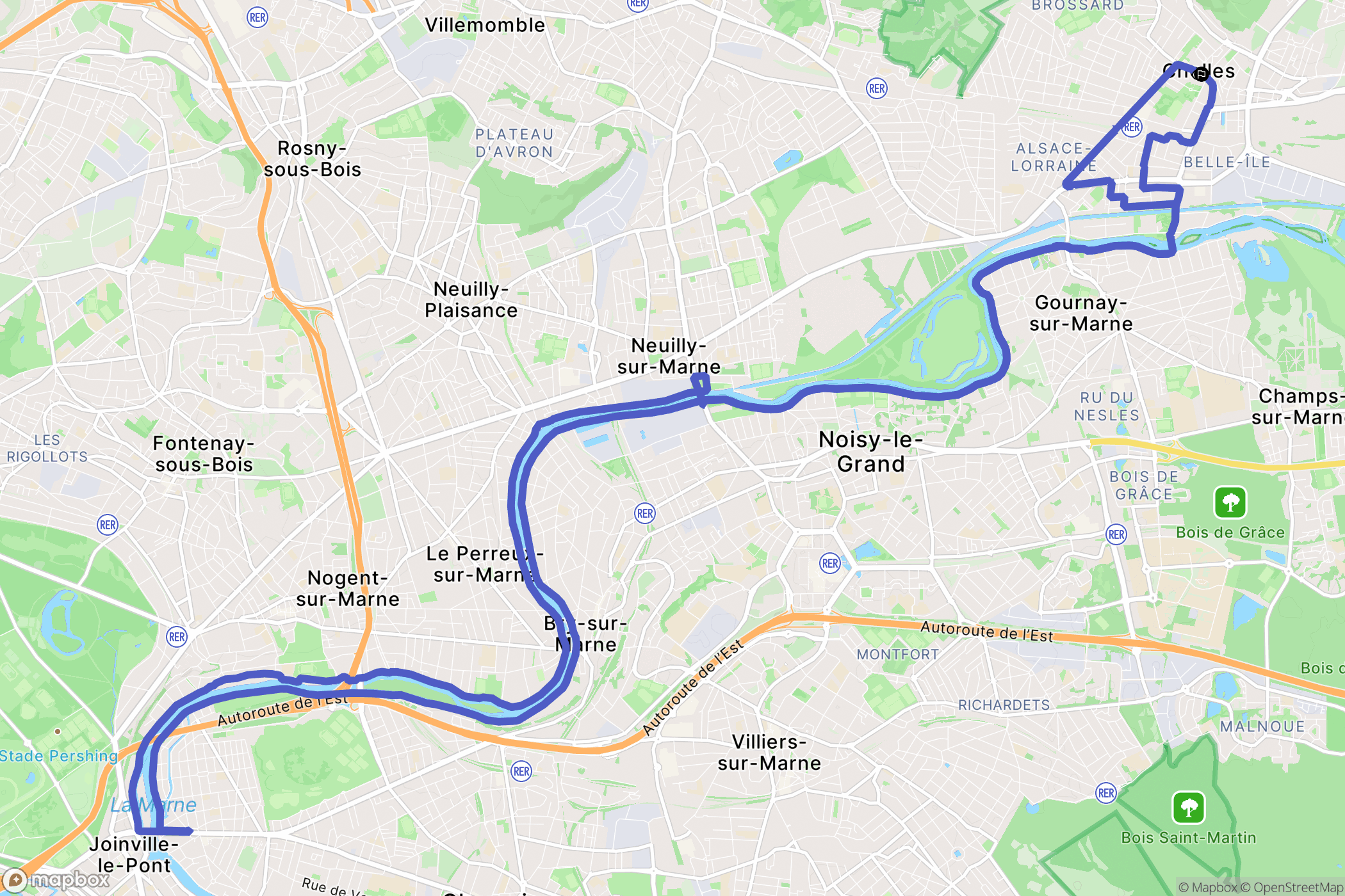 Chelles : carte du parcours de randonnée - France