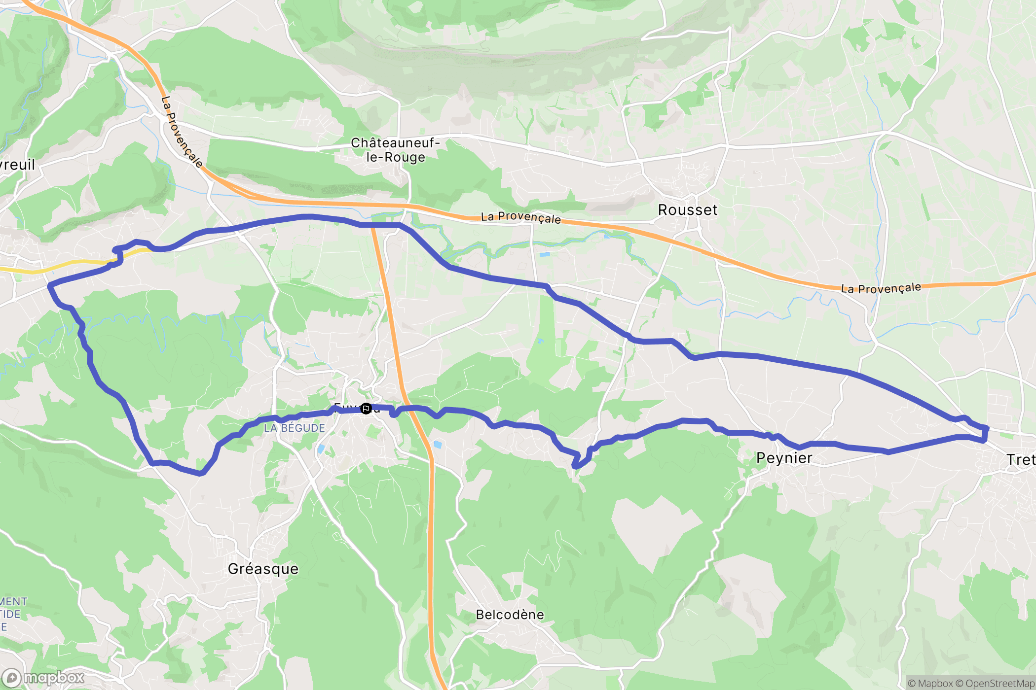 Fuveau : carte du parcours de randonnée - France