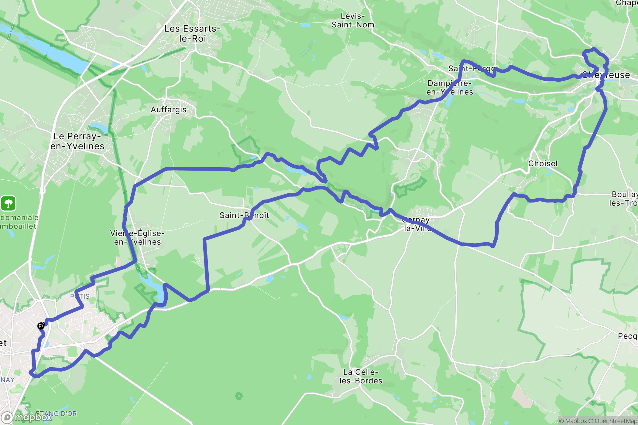Rambouillet : carte du parcours de randonnée - France