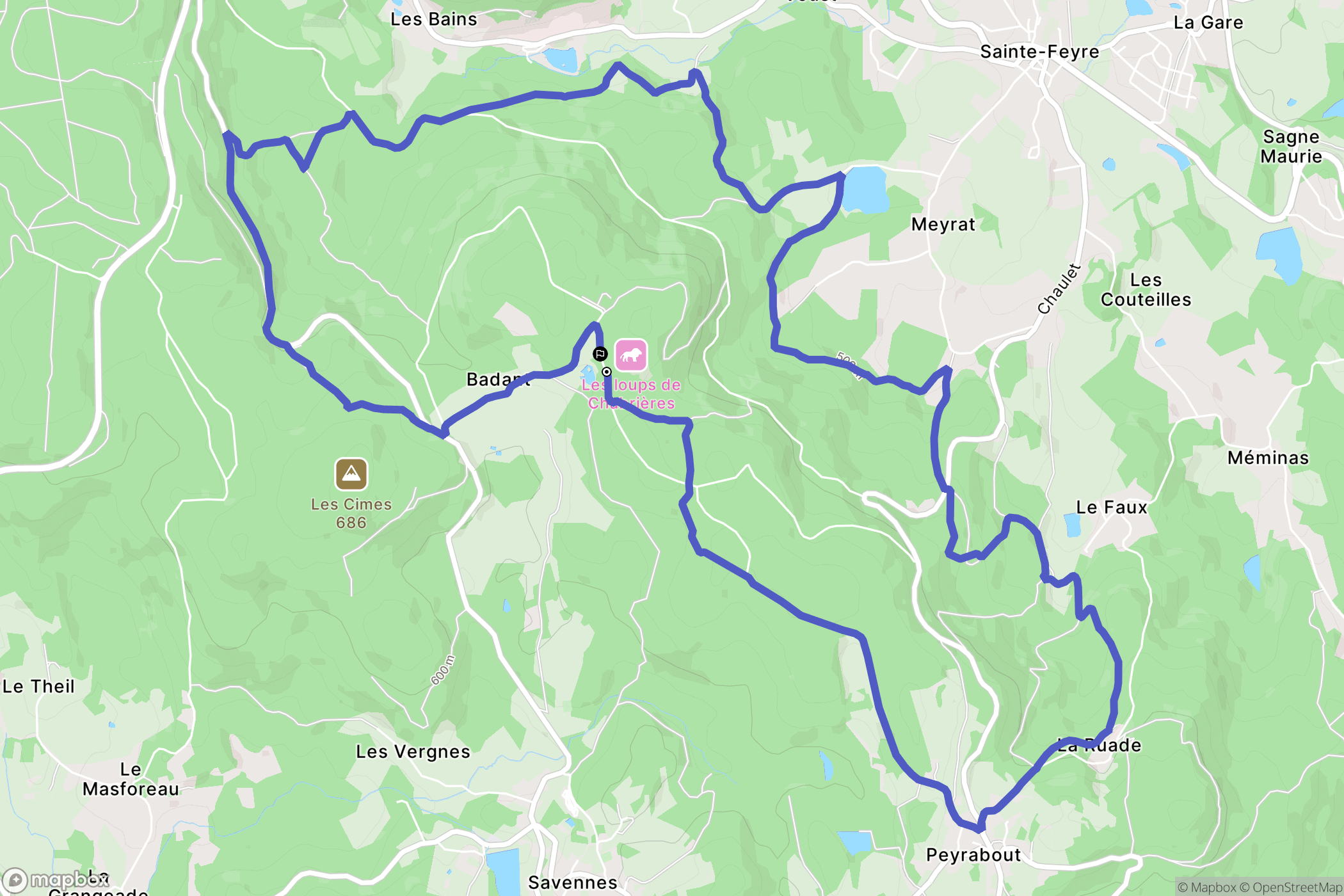 Sainte-Feyre : carte du parcours de randonnée - France