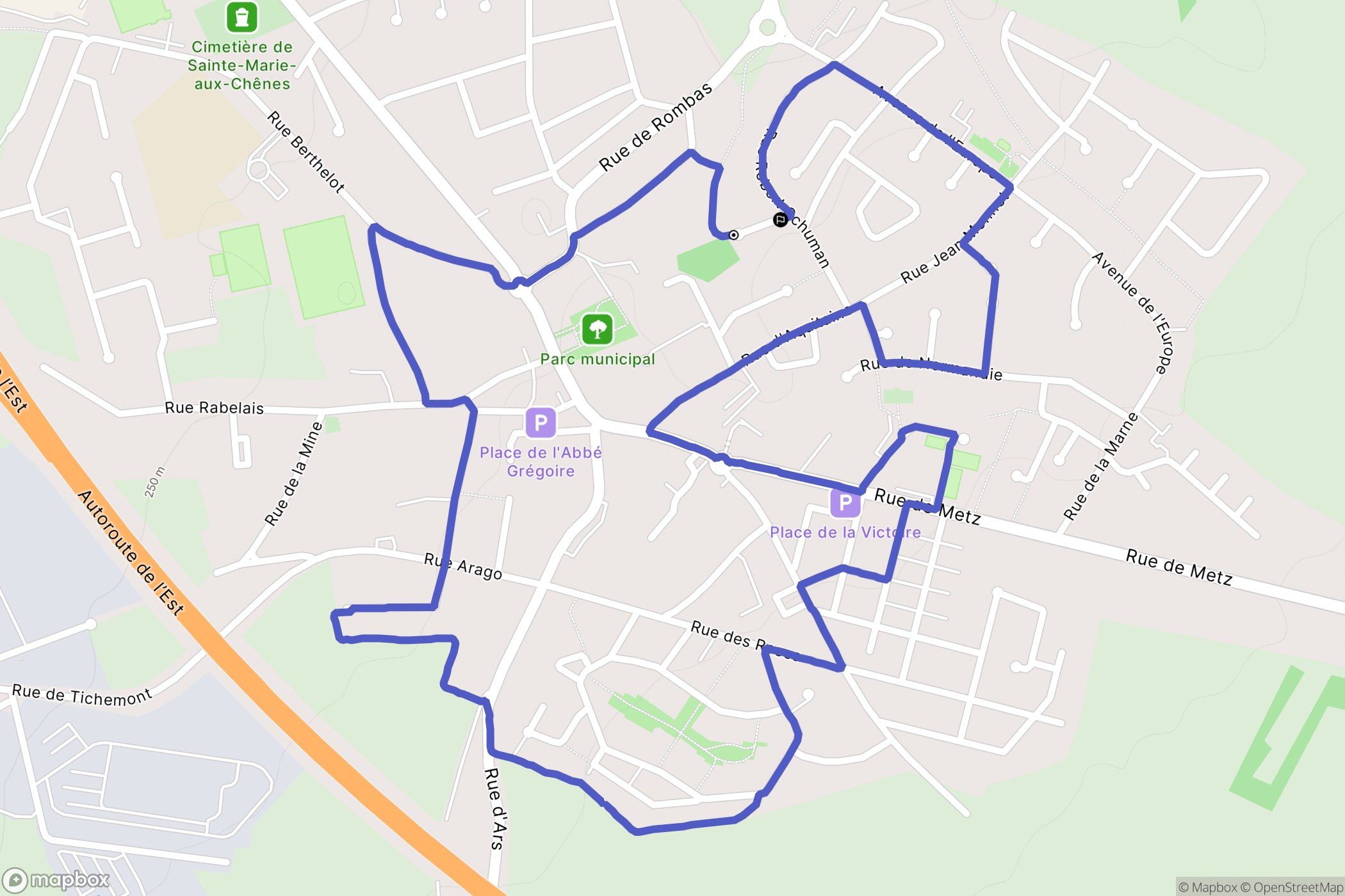 Sainte-Marie-aux-Chênes : carte du parcours de randonnée - France