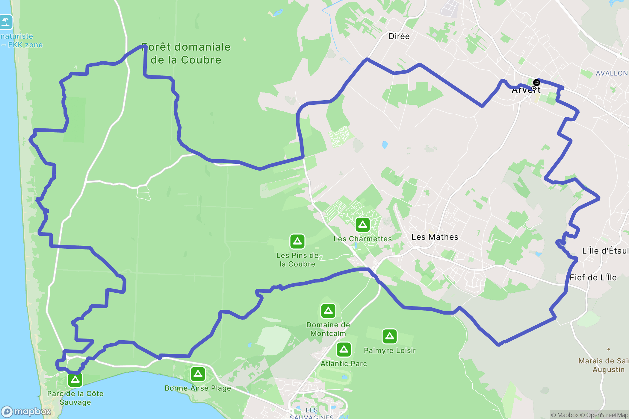 Arvert : carte du parcours de randonnée - France