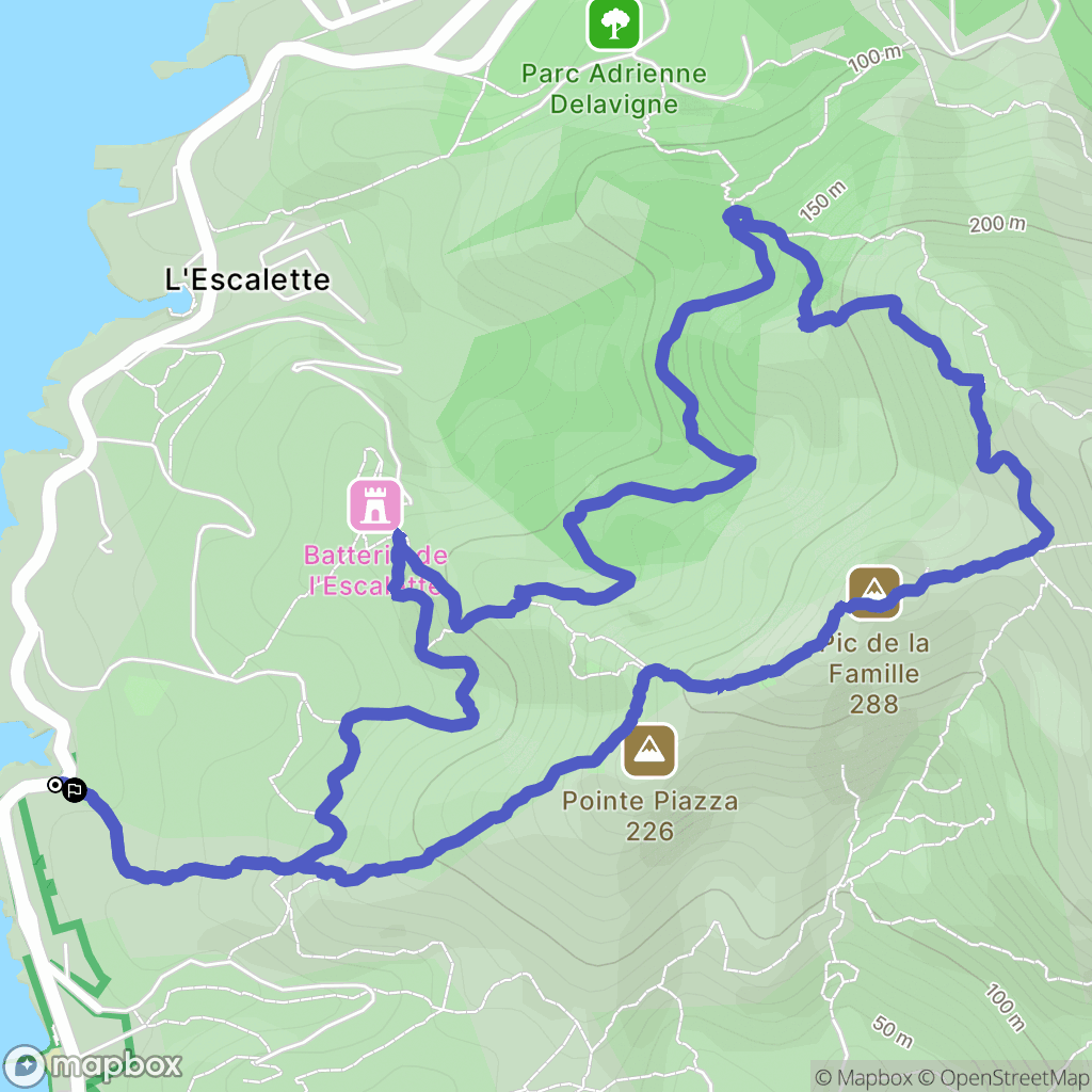 Marseille : carte du parcours de randonnée - France