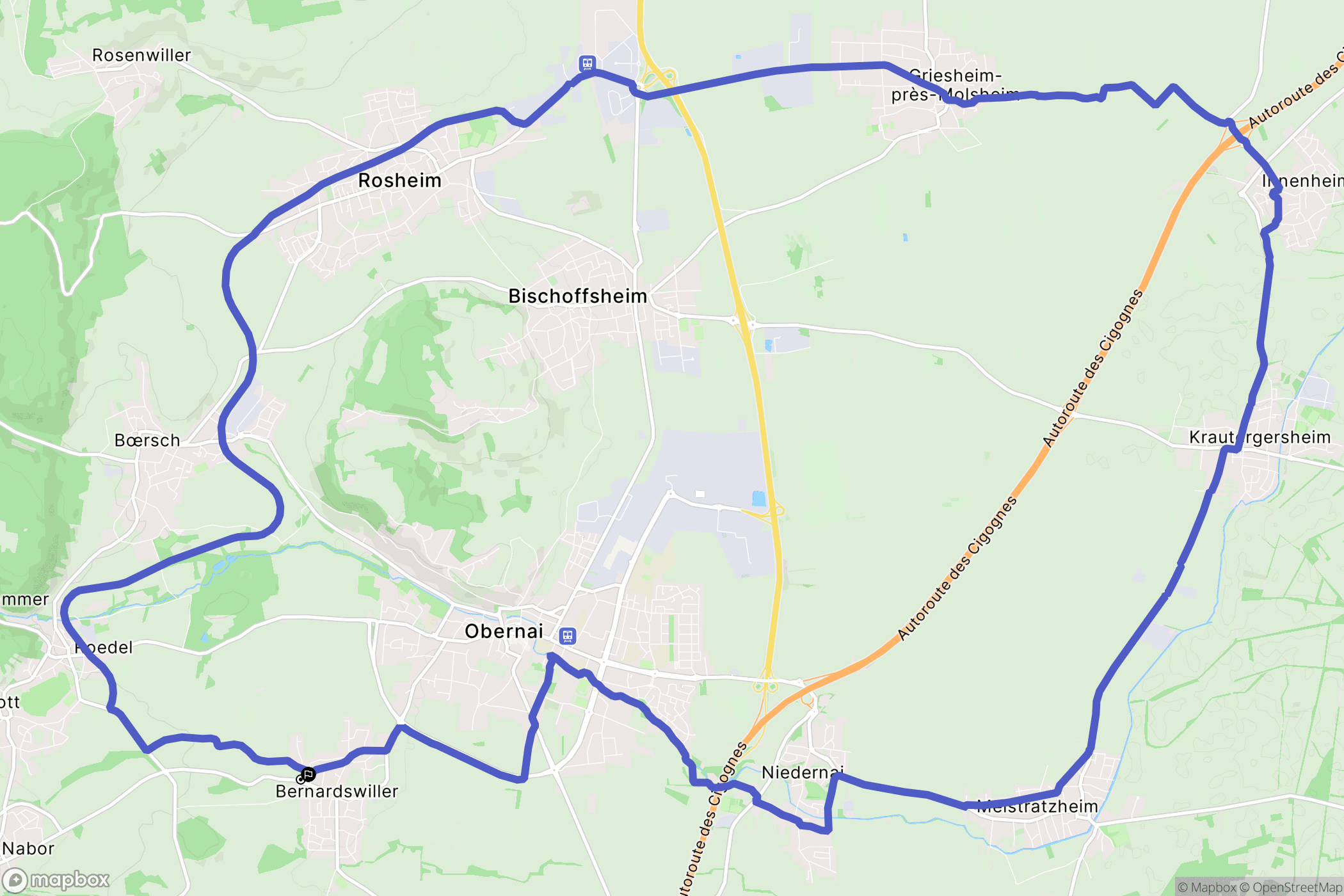 Bernardswiller : carte du parcours de randonnée - France