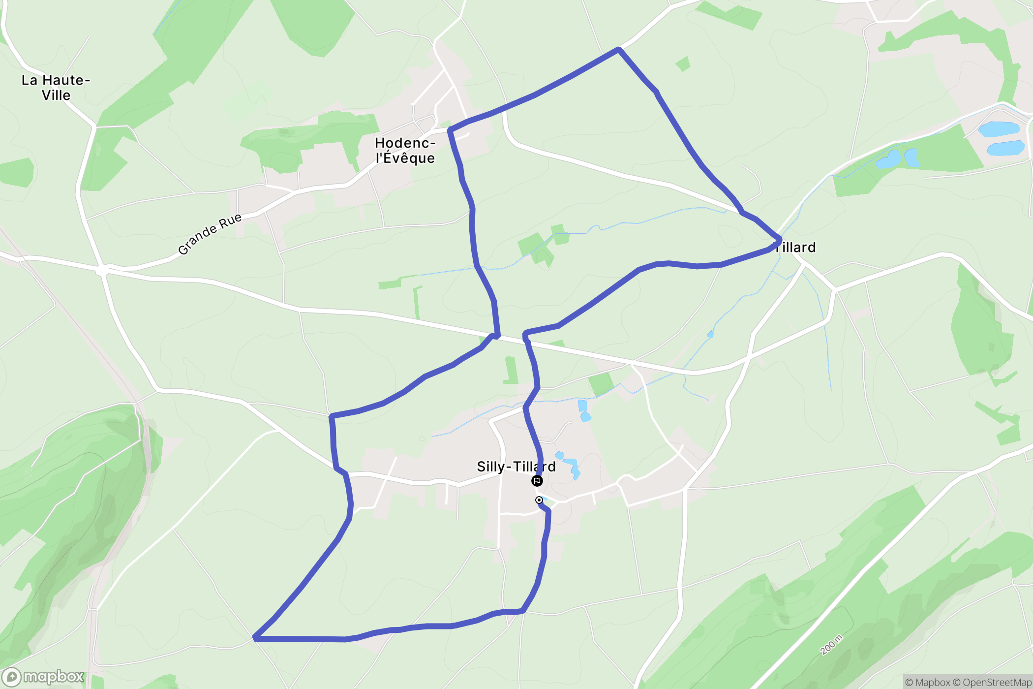 Silly-Tillard : carte du parcours de randonnée - France