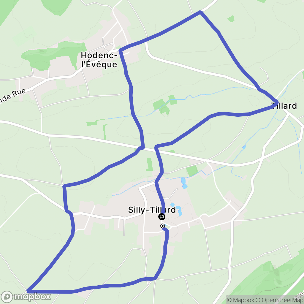 Silly-Tillard : carte du parcours de randonnée - France