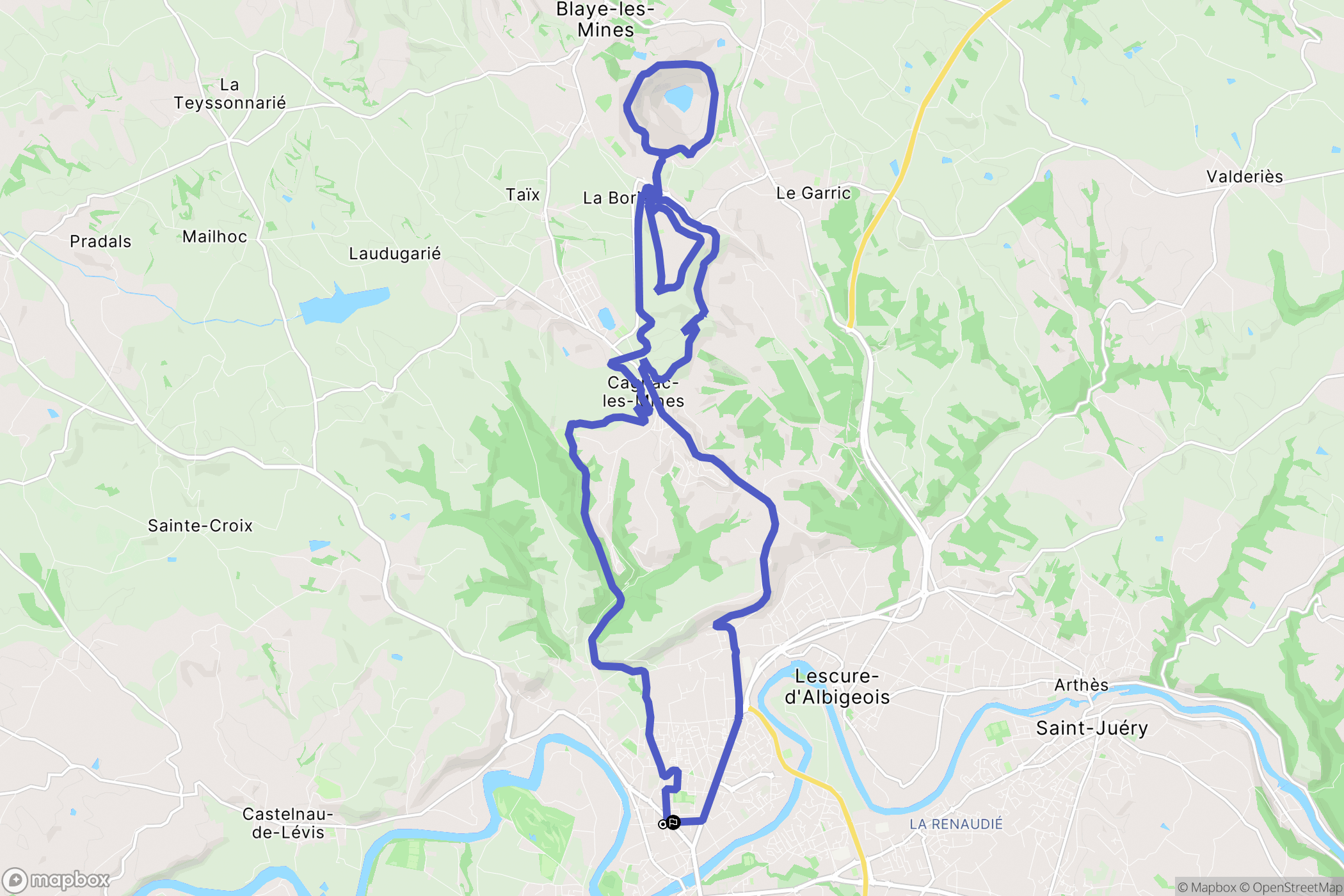 Albi : carte du parcours de randonnée - France