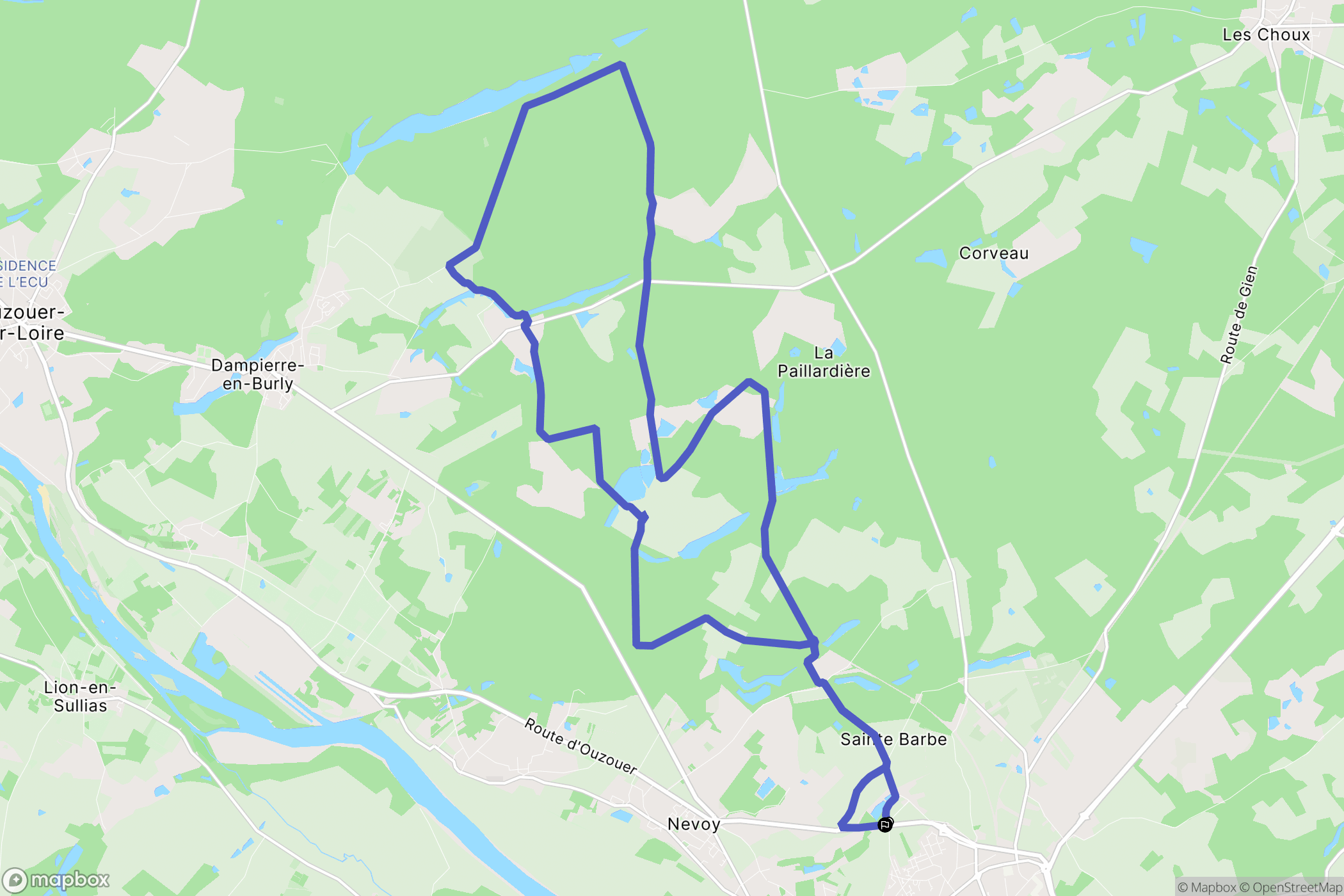 Gien : carte du parcours de randonnée - France