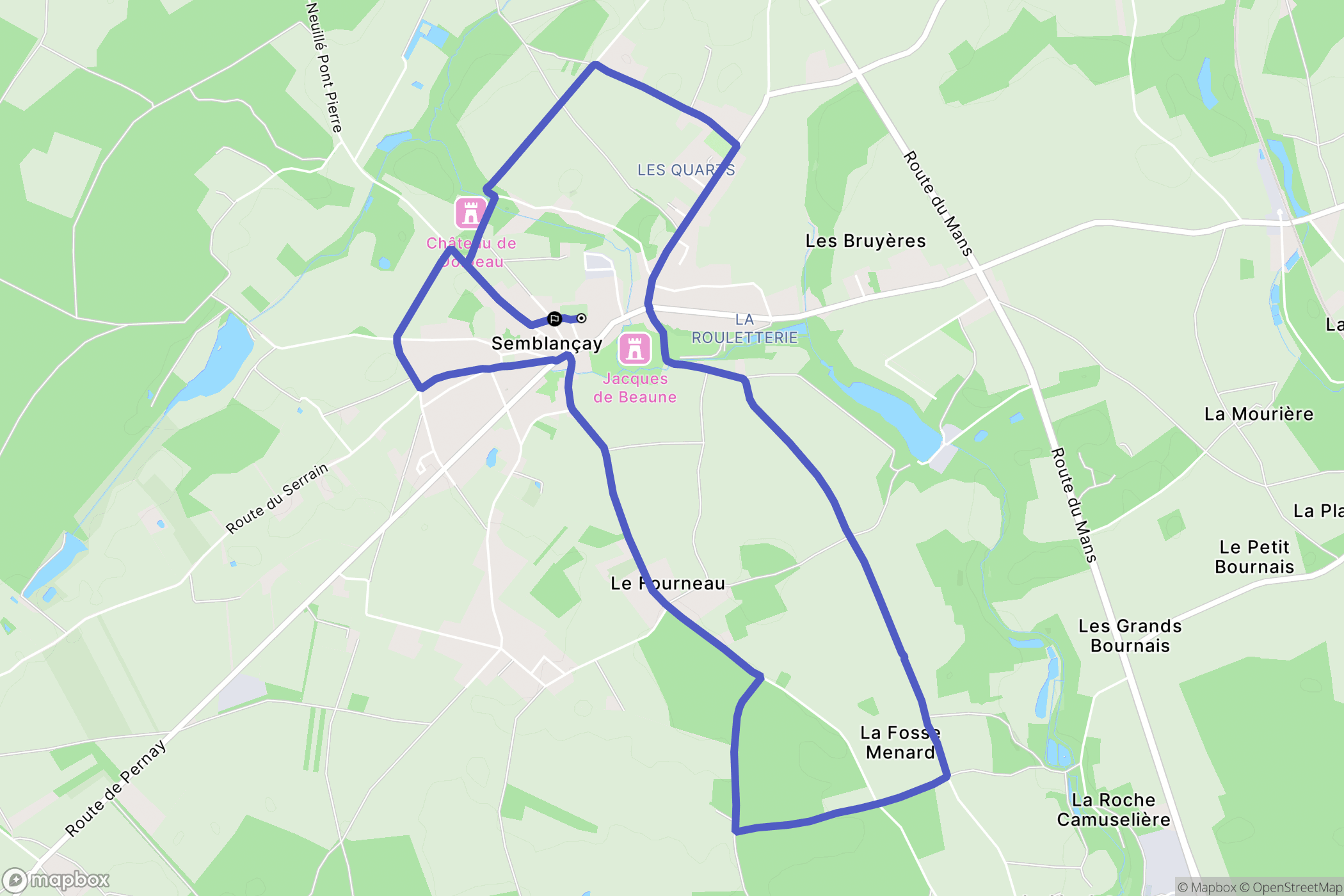 Semblançay : carte du parcours de randonnée - France