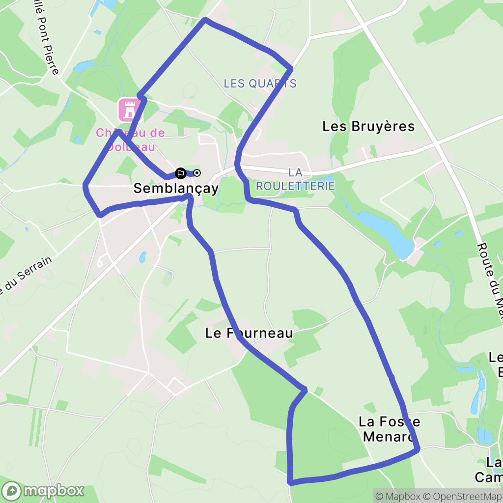 Semblançay : carte du parcours de randonnée - France