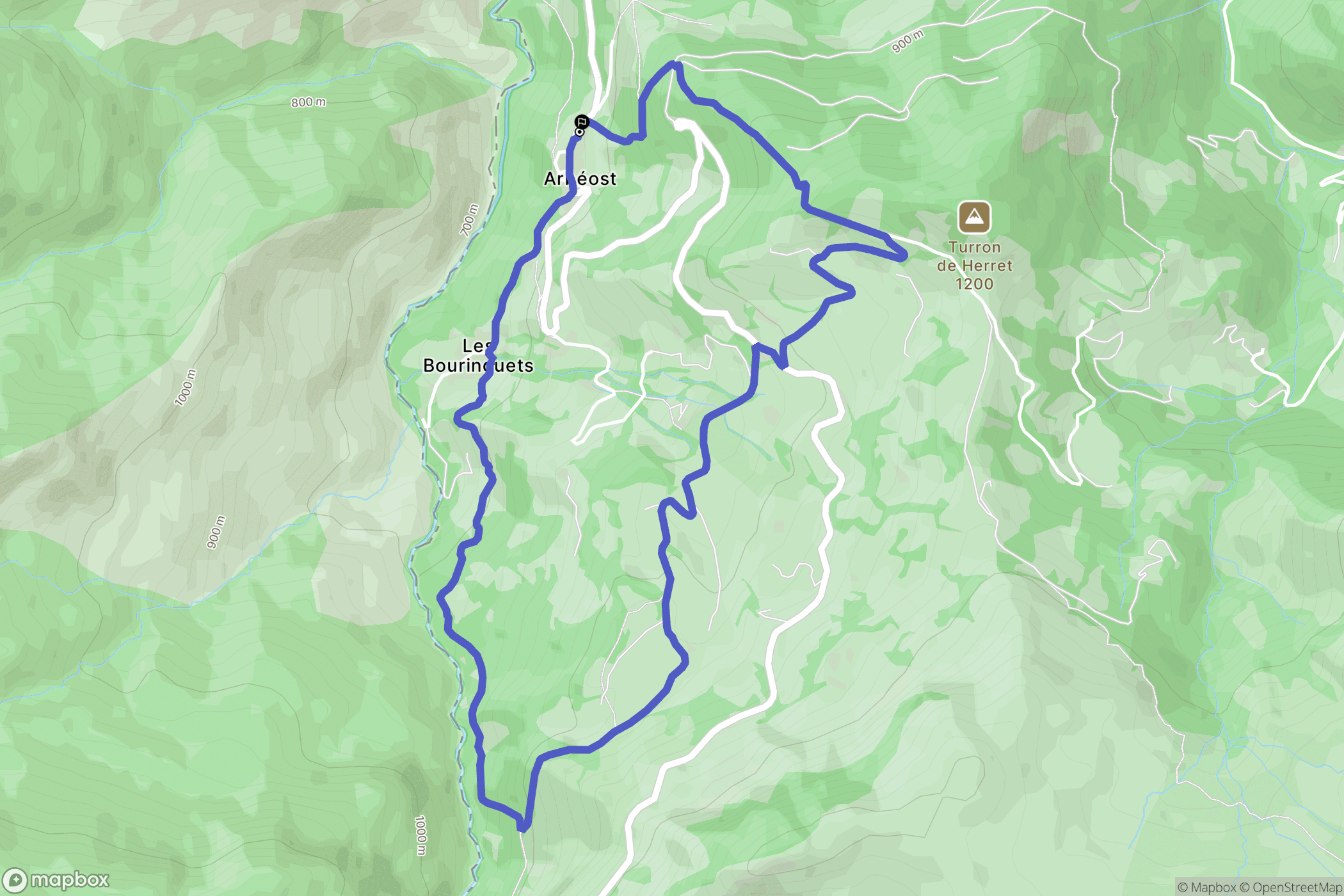Arbéost : carte du parcours de randonnée - France