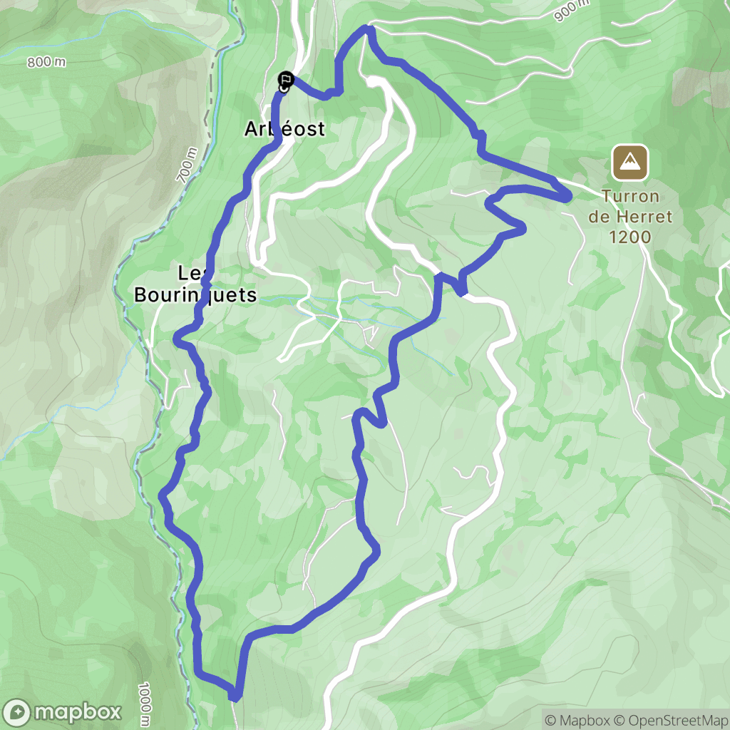 Arbéost : carte du parcours de randonnée - France