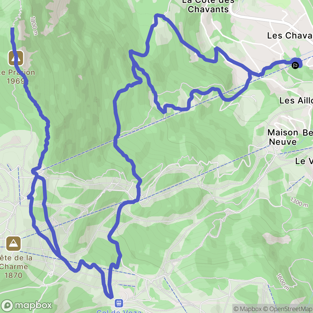 Les Houches : carte du parcours de randonnée - France