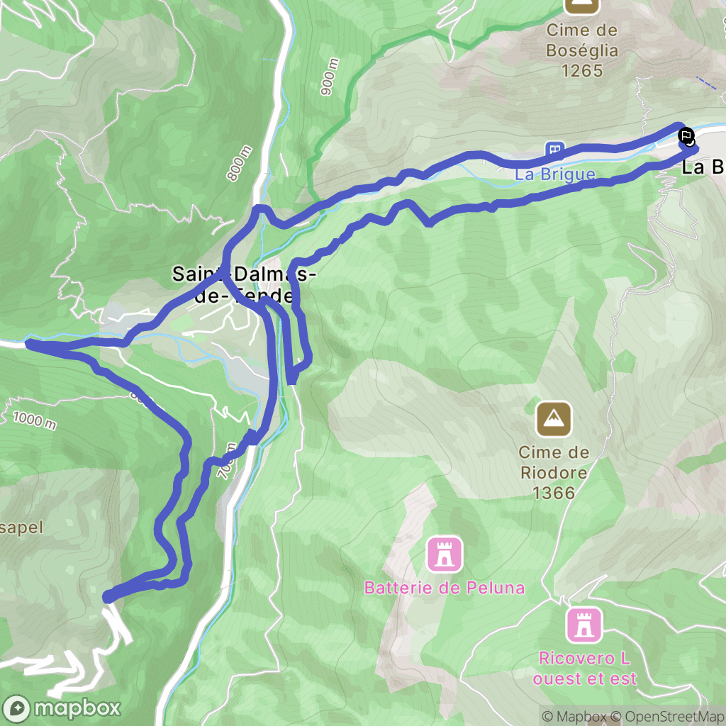 La Brigue : carte du parcours de randonnée - France