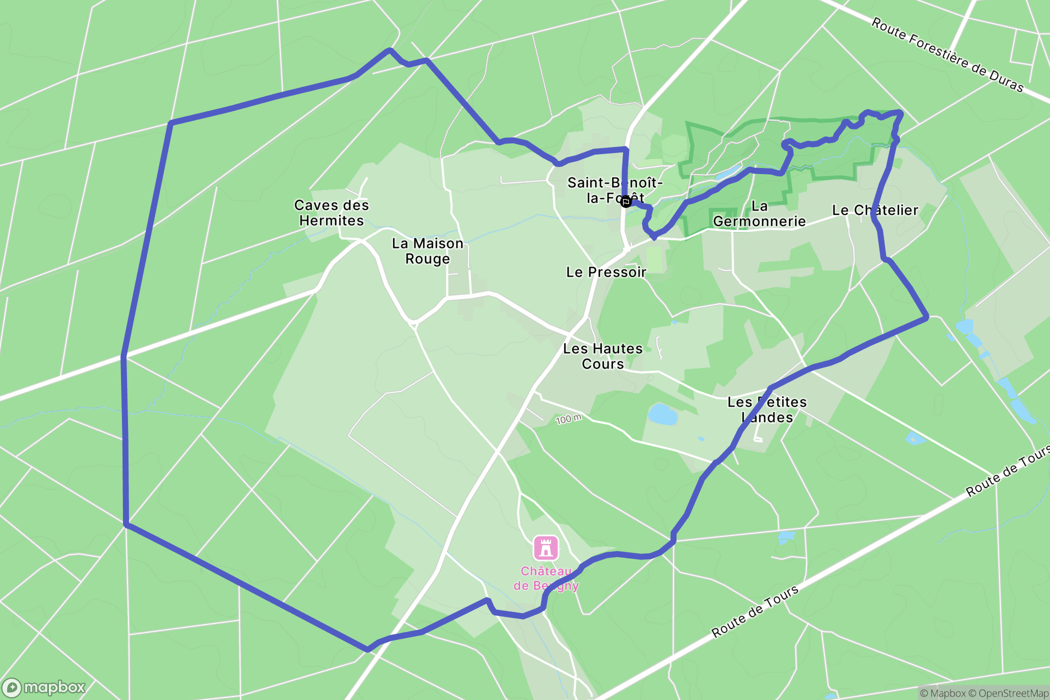 Saint-Benoît-la-Forêt : carte du parcours de randonnée - France