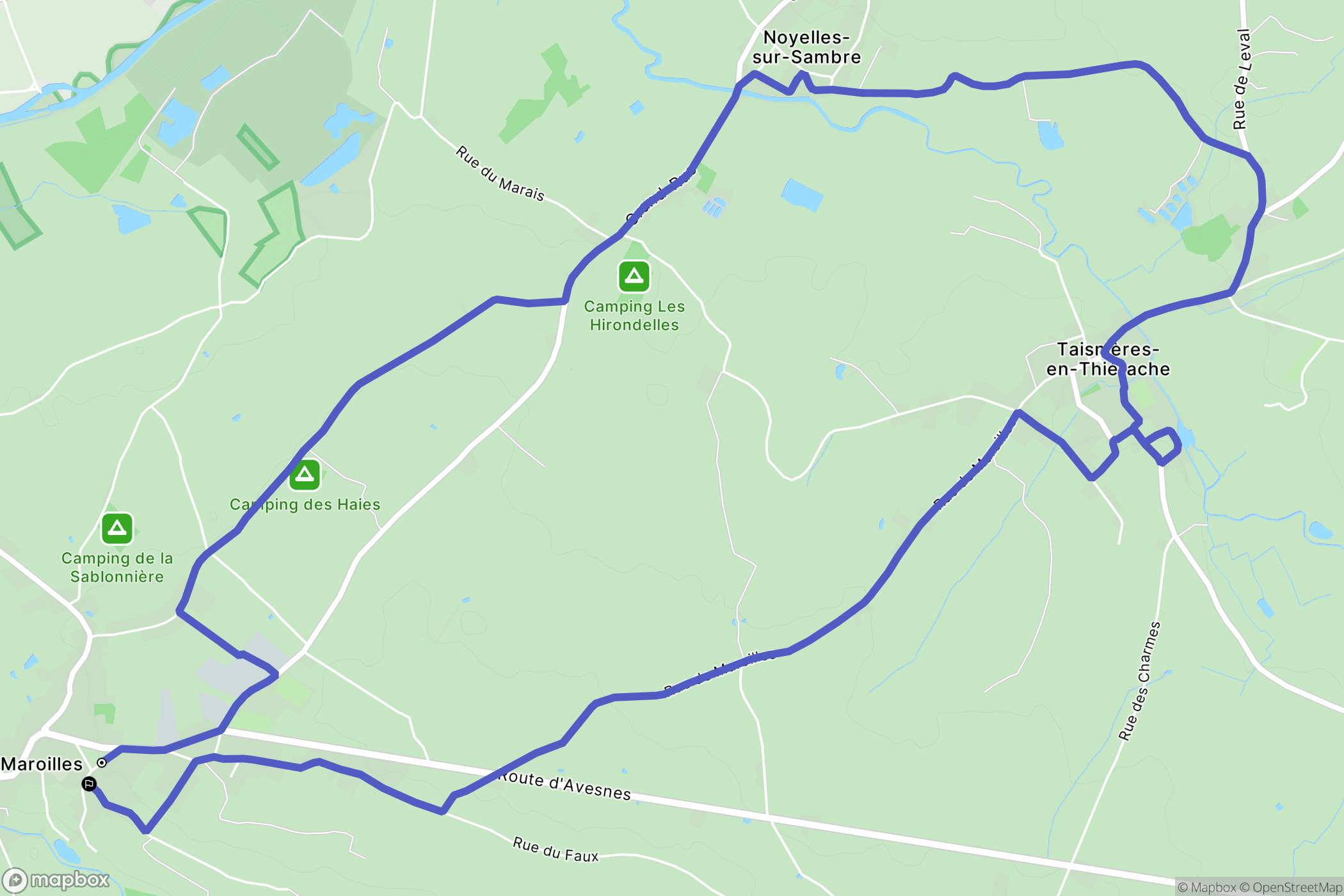 Maroilles : carte du parcours de randonnée - France