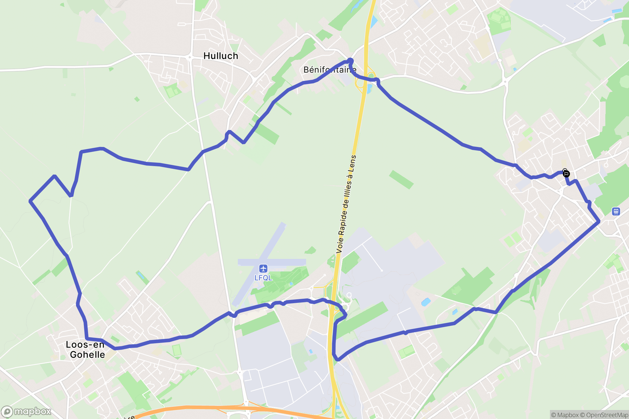 Vendin-le-Vieil : carte du parcours de randonnée - France
