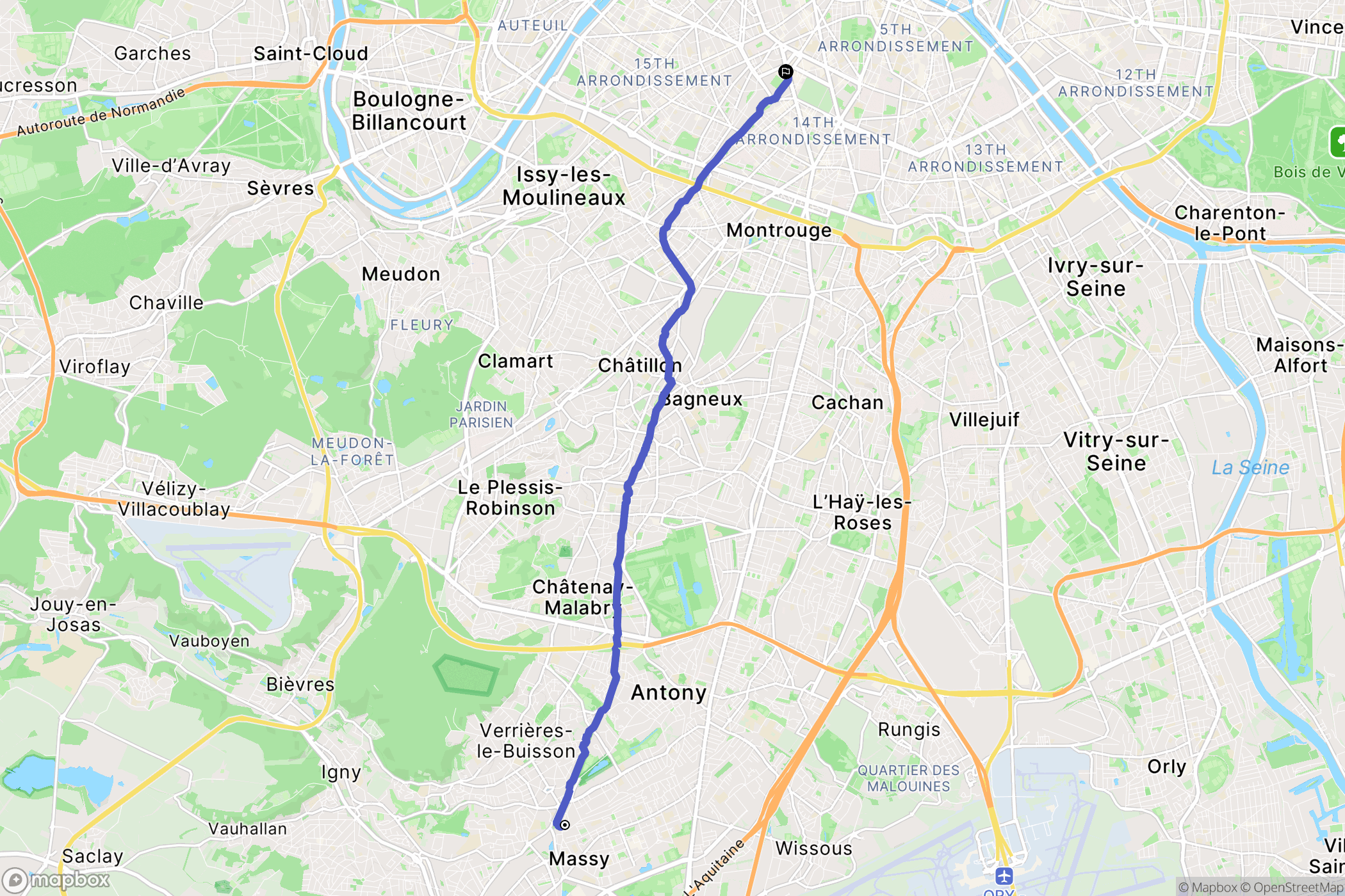 Massy : carte du parcours de randonnée - France