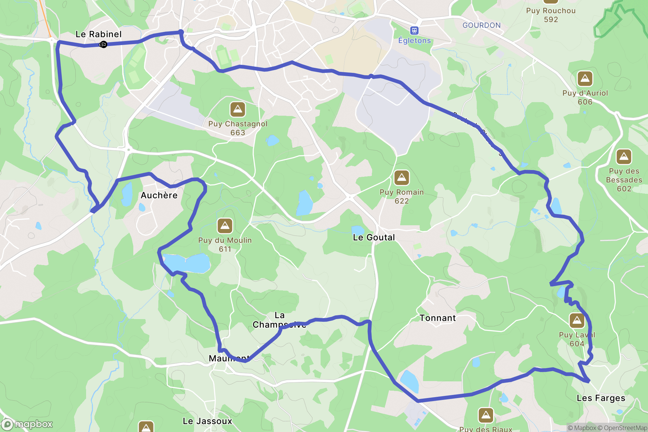 Égletons : carte du parcours de randonnée - France