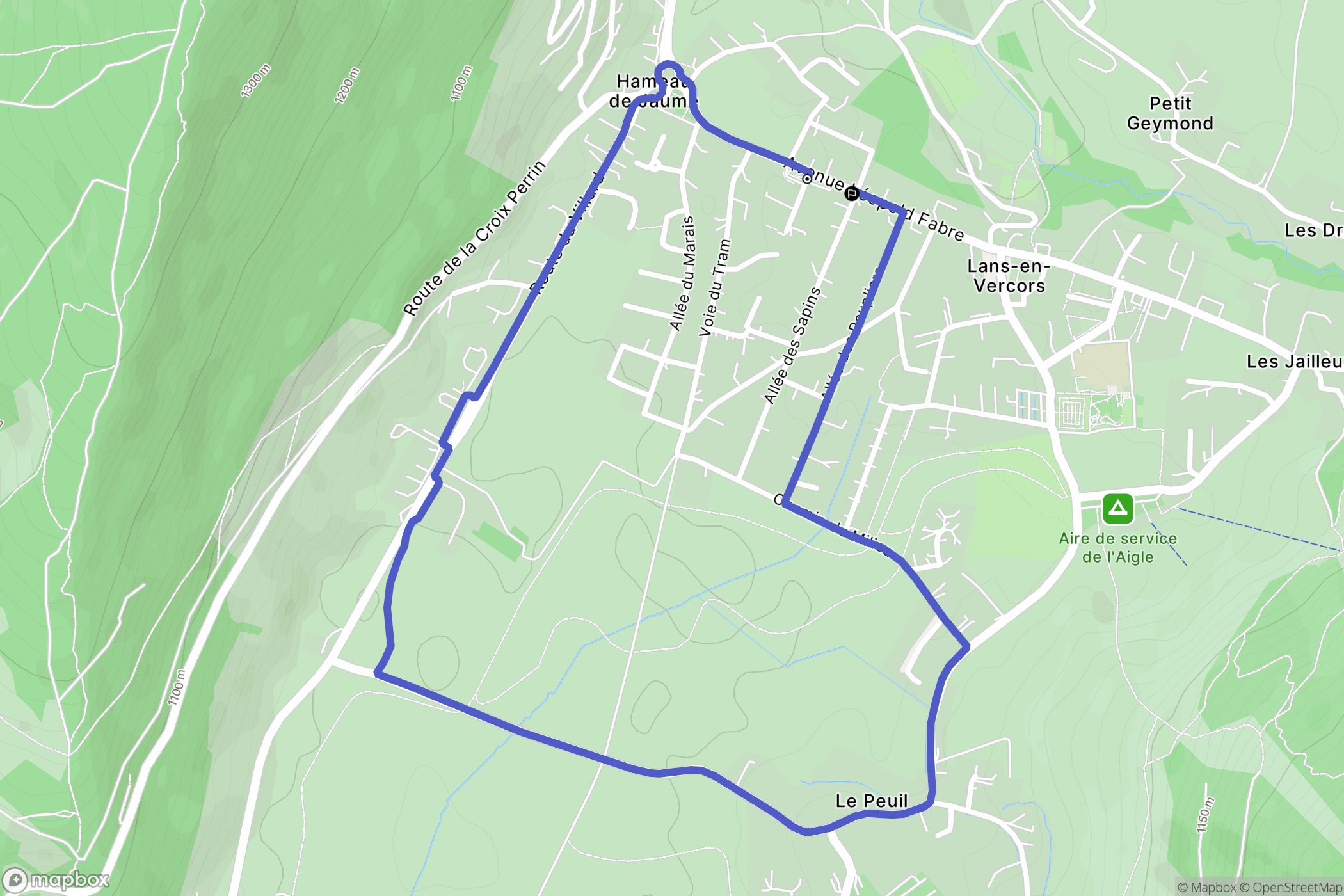 Lans-en-Vercors : carte du parcours de randonnée - France