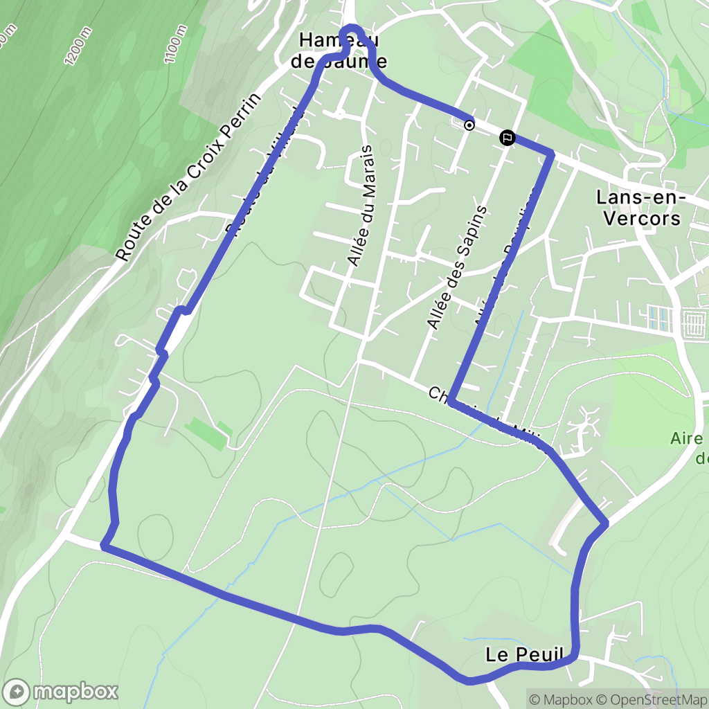 Lans-en-Vercors : carte du parcours de randonnée - France