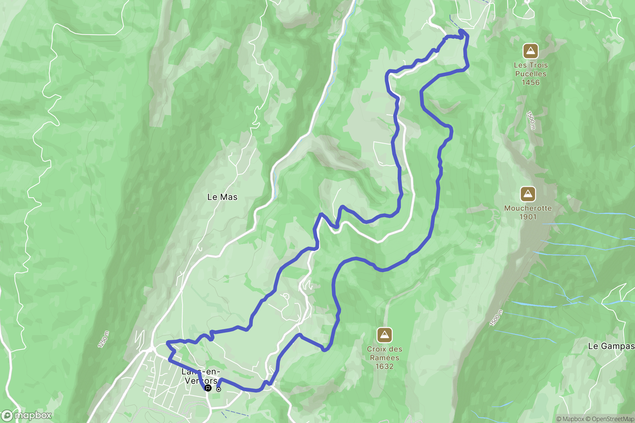 Lans-en-Vercors : carte du parcours de randonnée - France