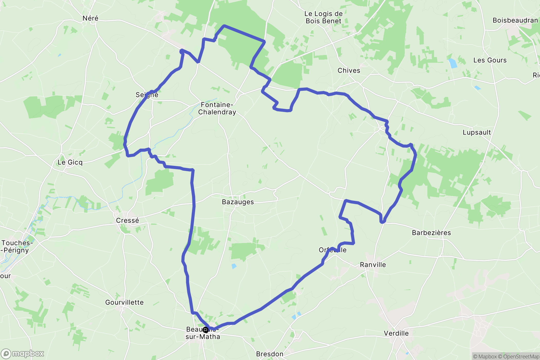 Beauvais-sur-Matha : carte du parcours de randonnée - France