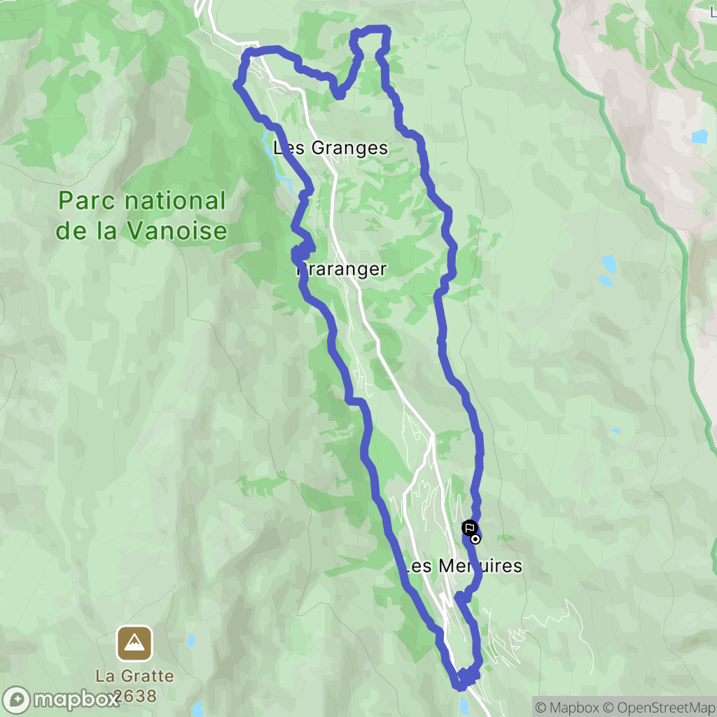 Les Belleville : carte du parcours de randonnée - France