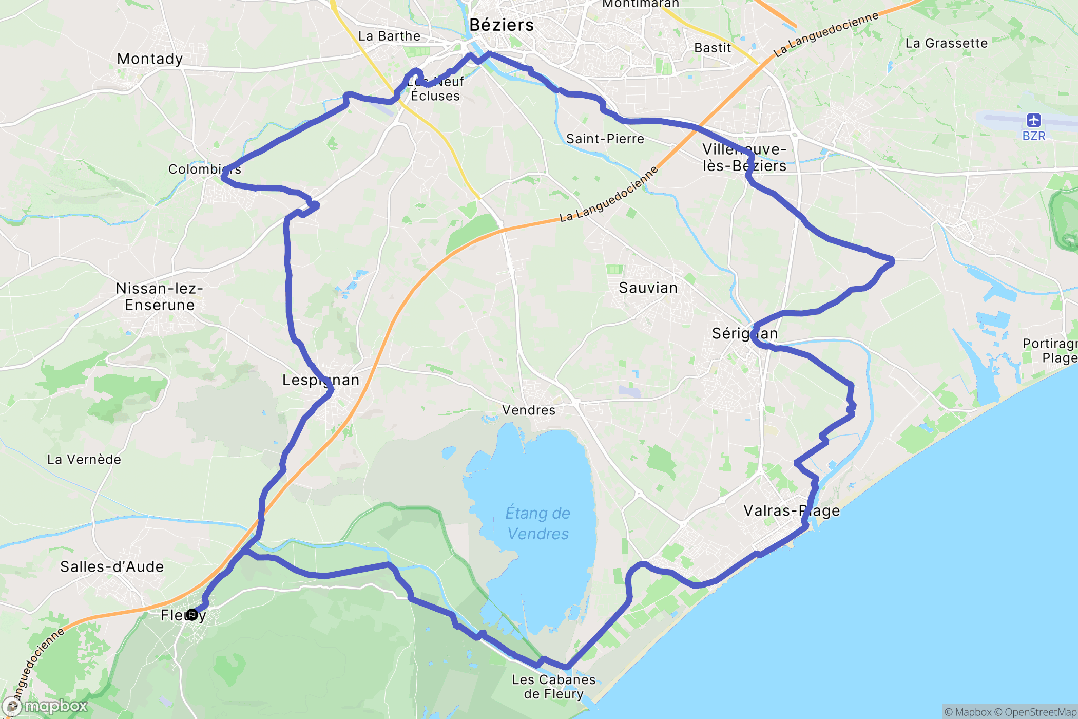 Fleury : carte du parcours de randonnée - France
