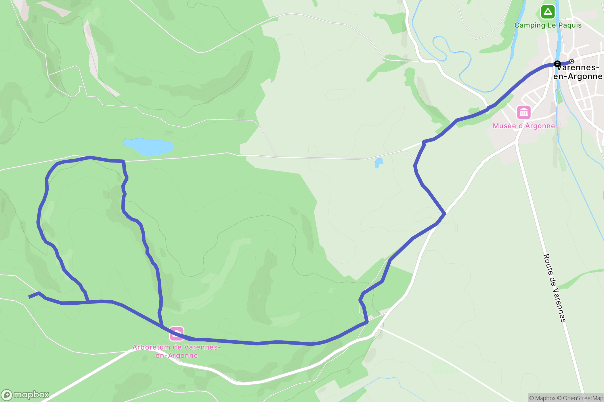 Varennes-en-Argonne : carte du parcours de randonnée - France