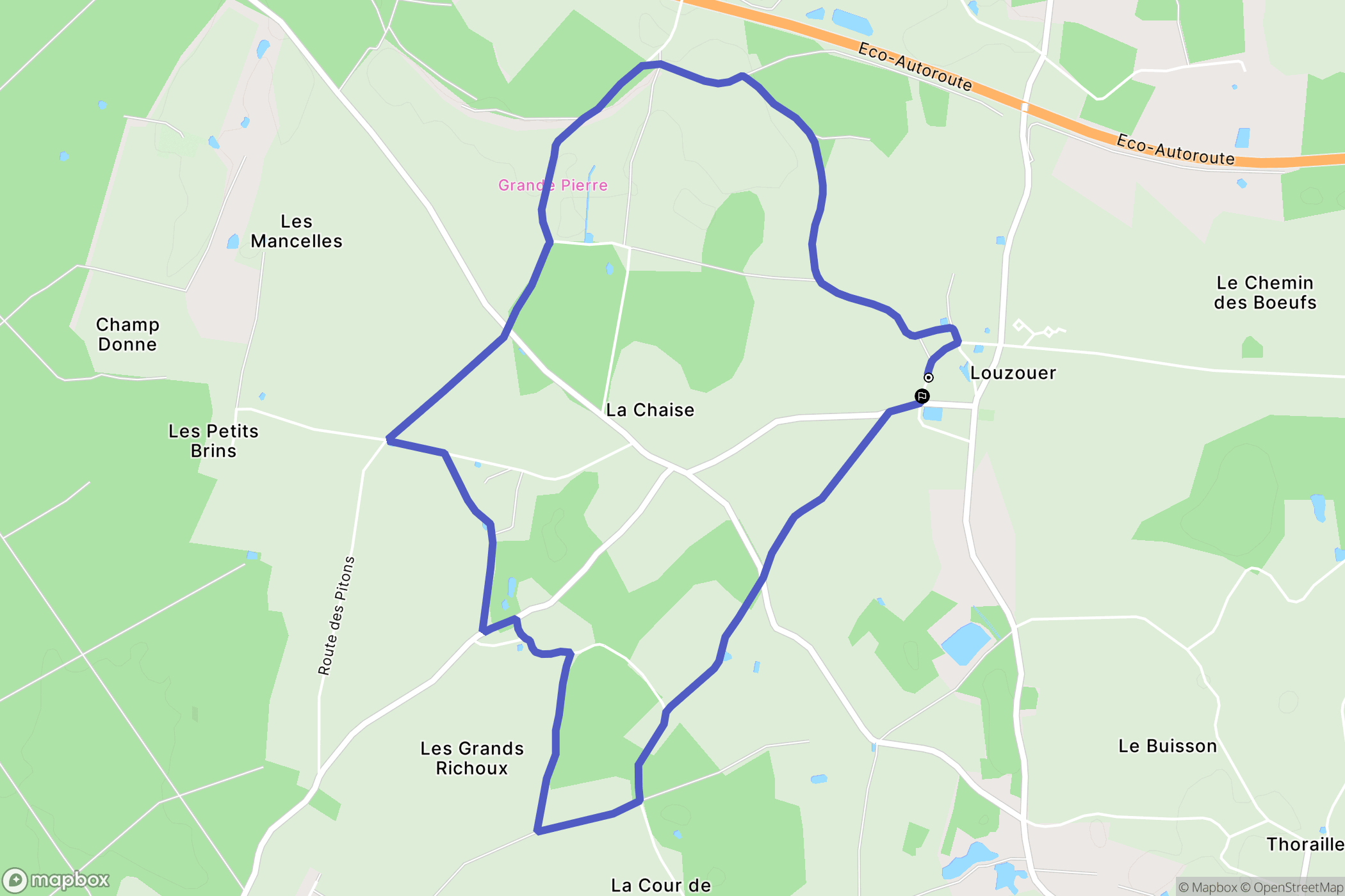 Louzouer : carte du parcours de randonnée - France