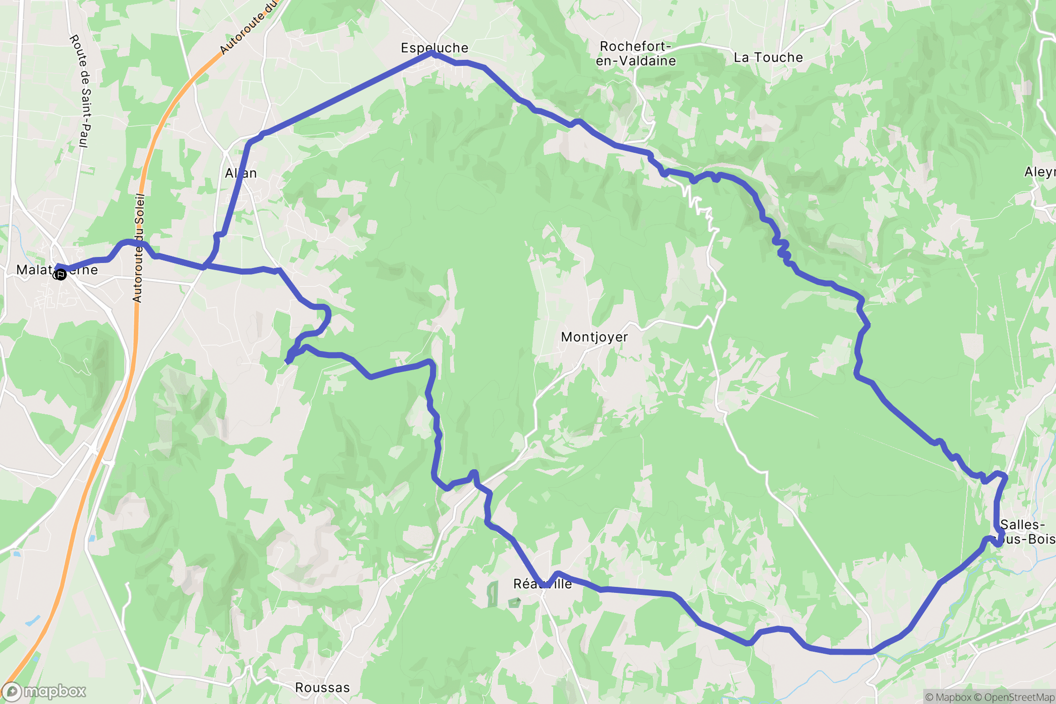 Malataverne : carte du parcours de randonnée - France