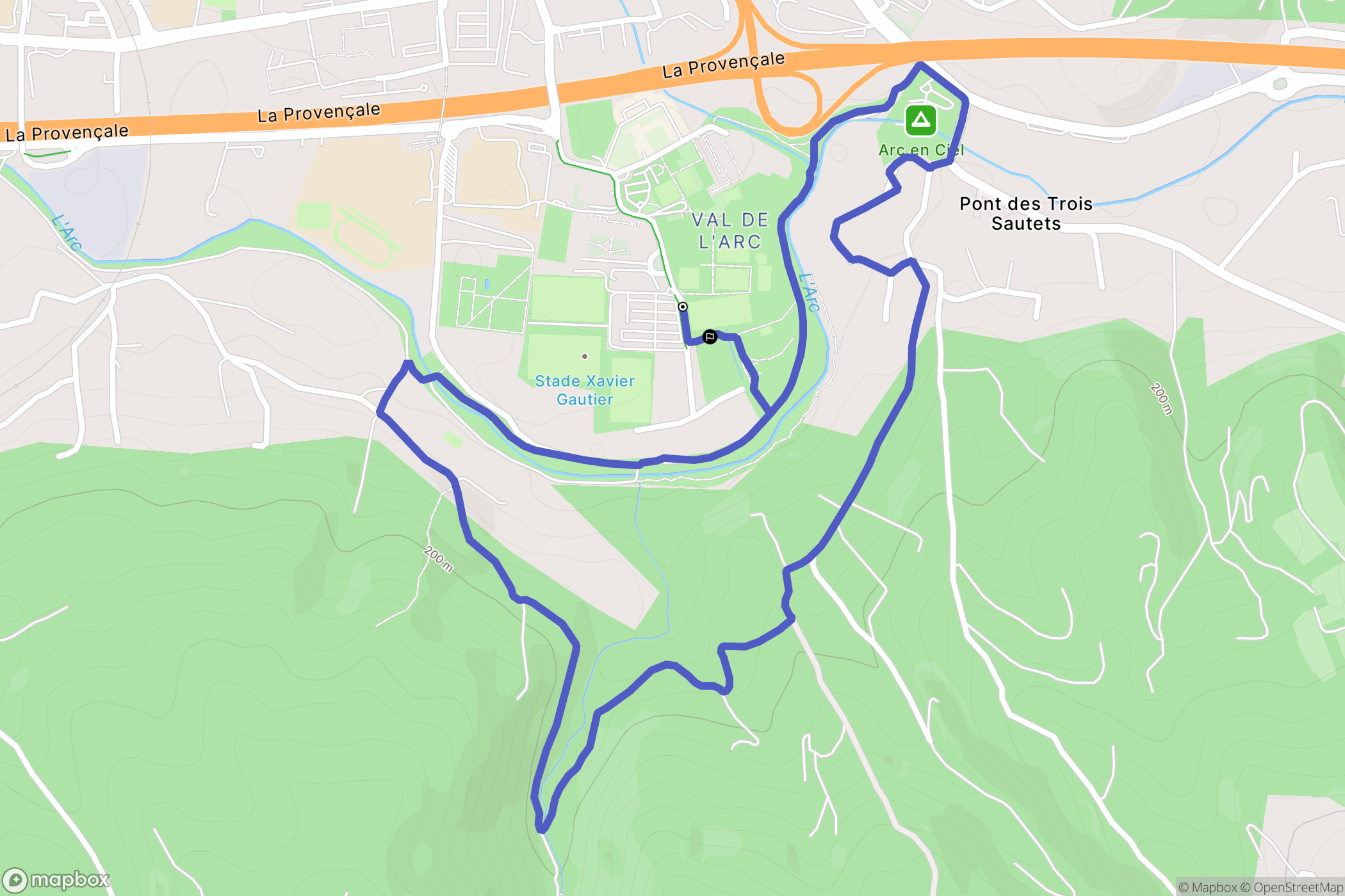Aix-en-Provence : carte du parcours de randonnée - France